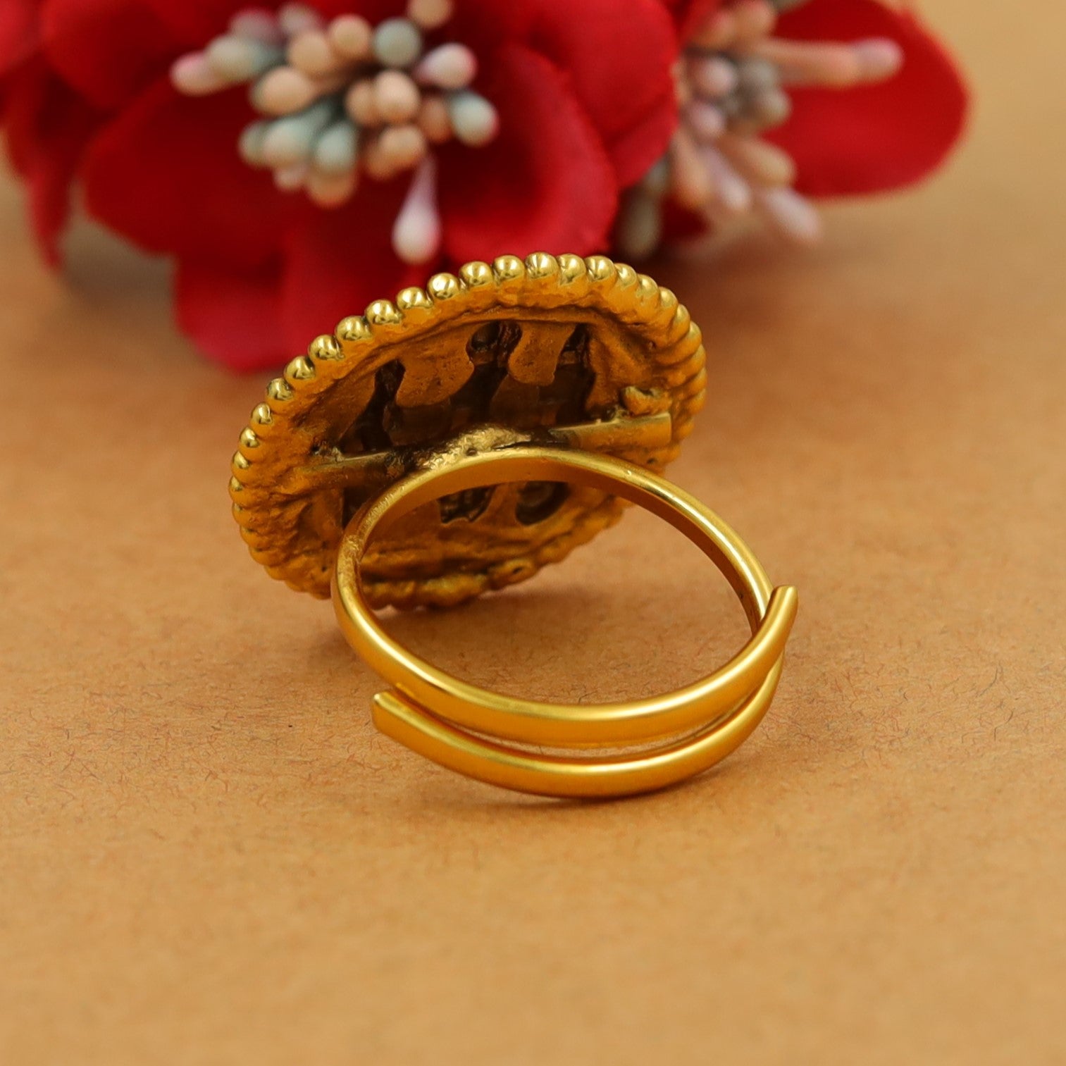 Adjustable Antique Gold Plated Temple Ring 15793-28