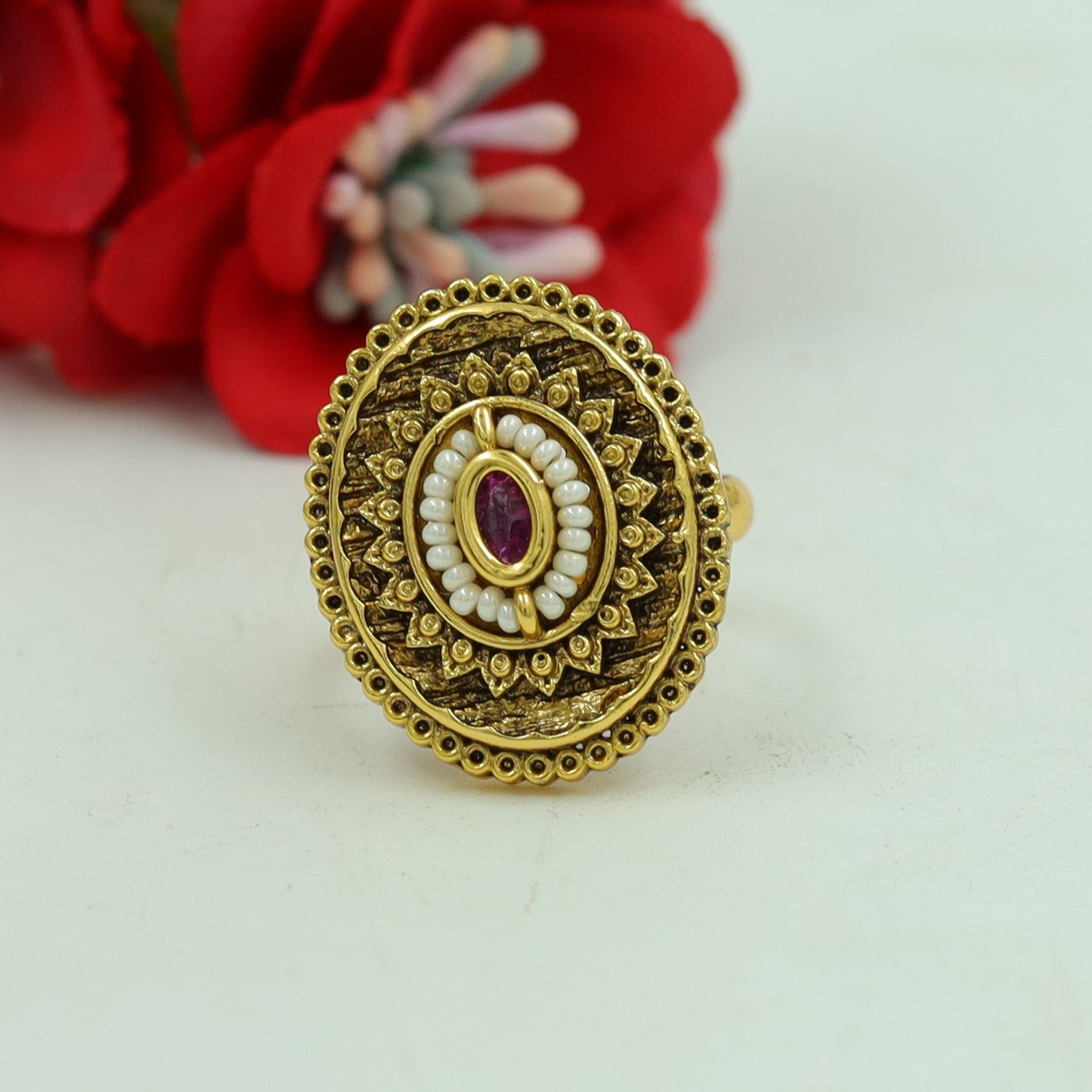 Adjustable Antique Gold Plated Ring 15800-28