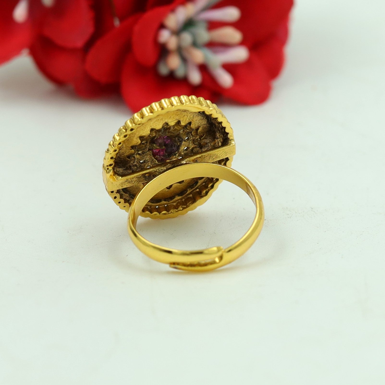 Adjustable Antique Gold Plated Ring 15800-28