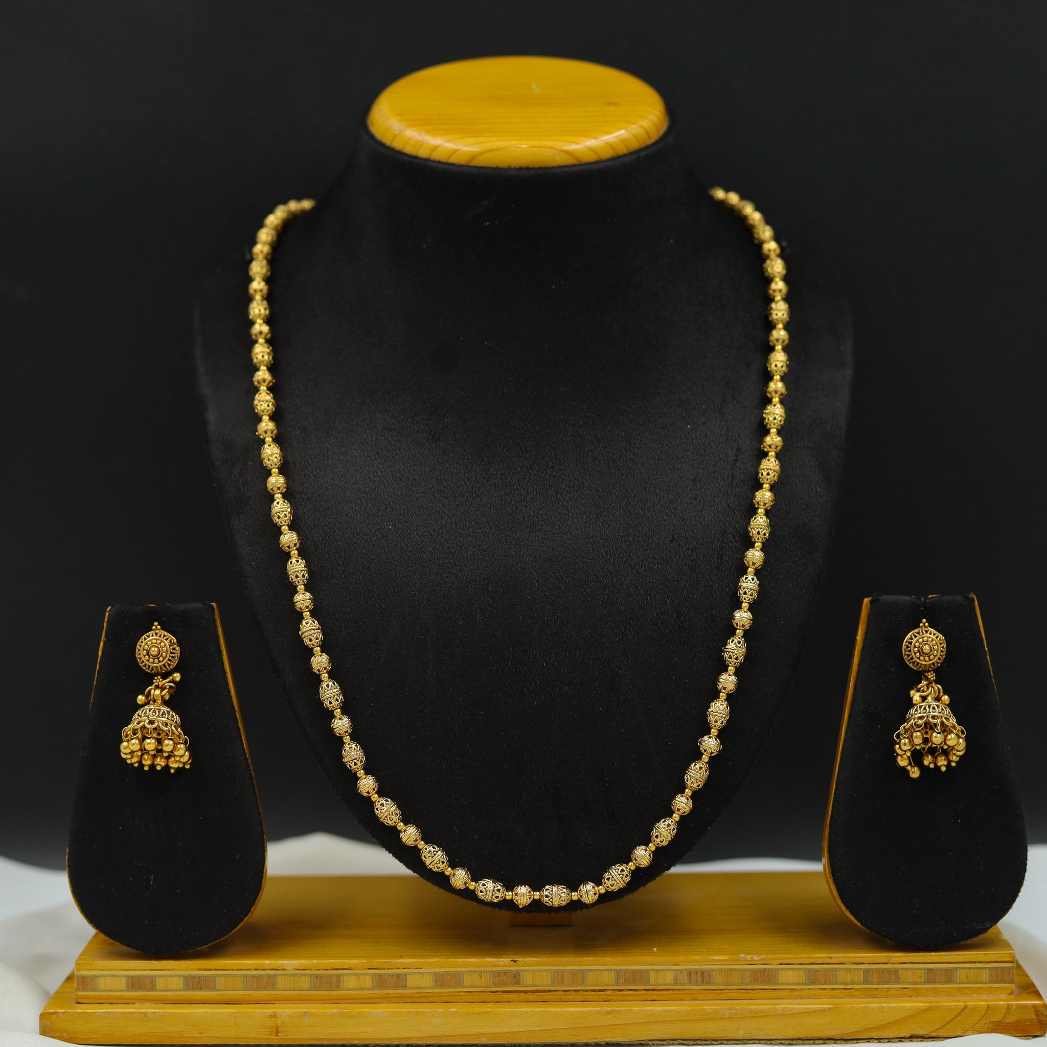 Antique Gold Pearl Necklace Set 11789-31