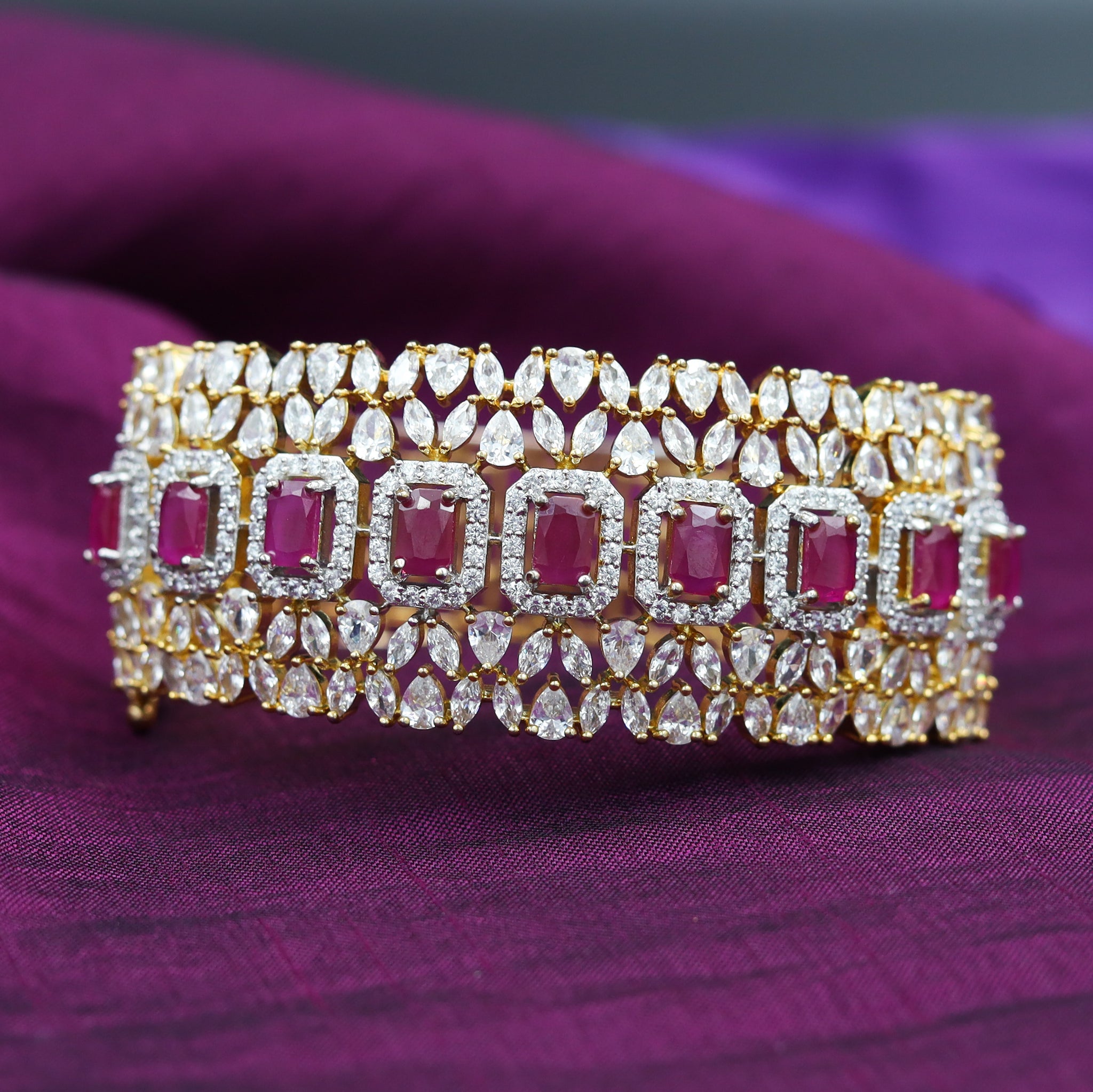 Zircon/AD Ruby Bracelet 9020-3242