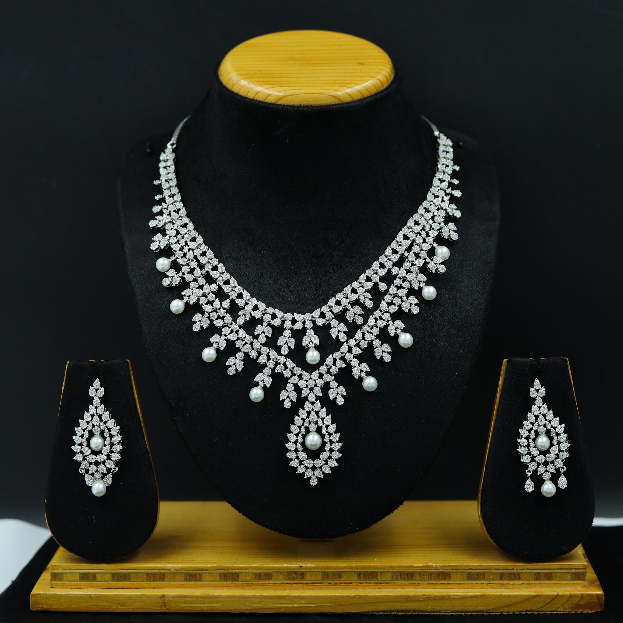 Round Neck Zircon/AD Necklace Set 11788-31