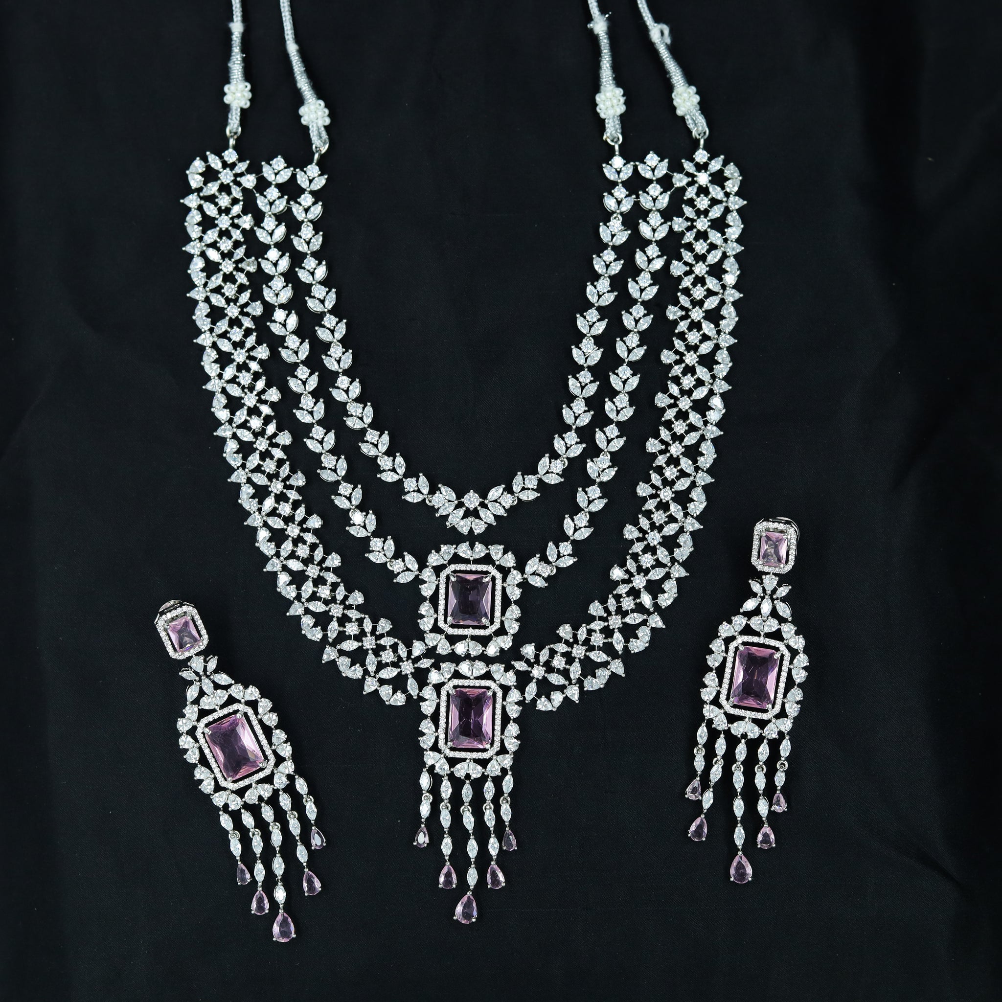 Round Neck Zircon/AD Necklace Set 11819-31