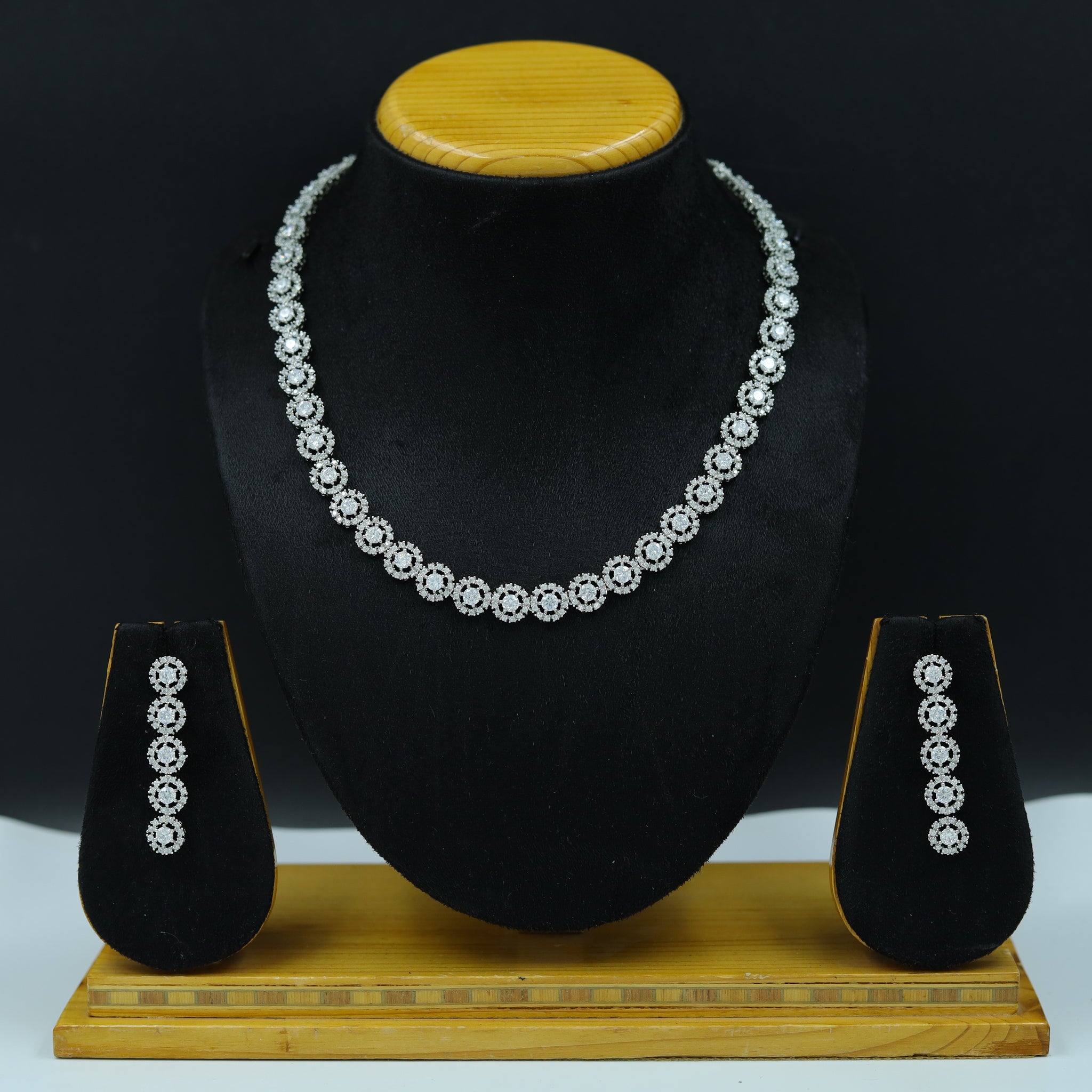 Round Neck Zircon/AD Necklace Set 11816-31