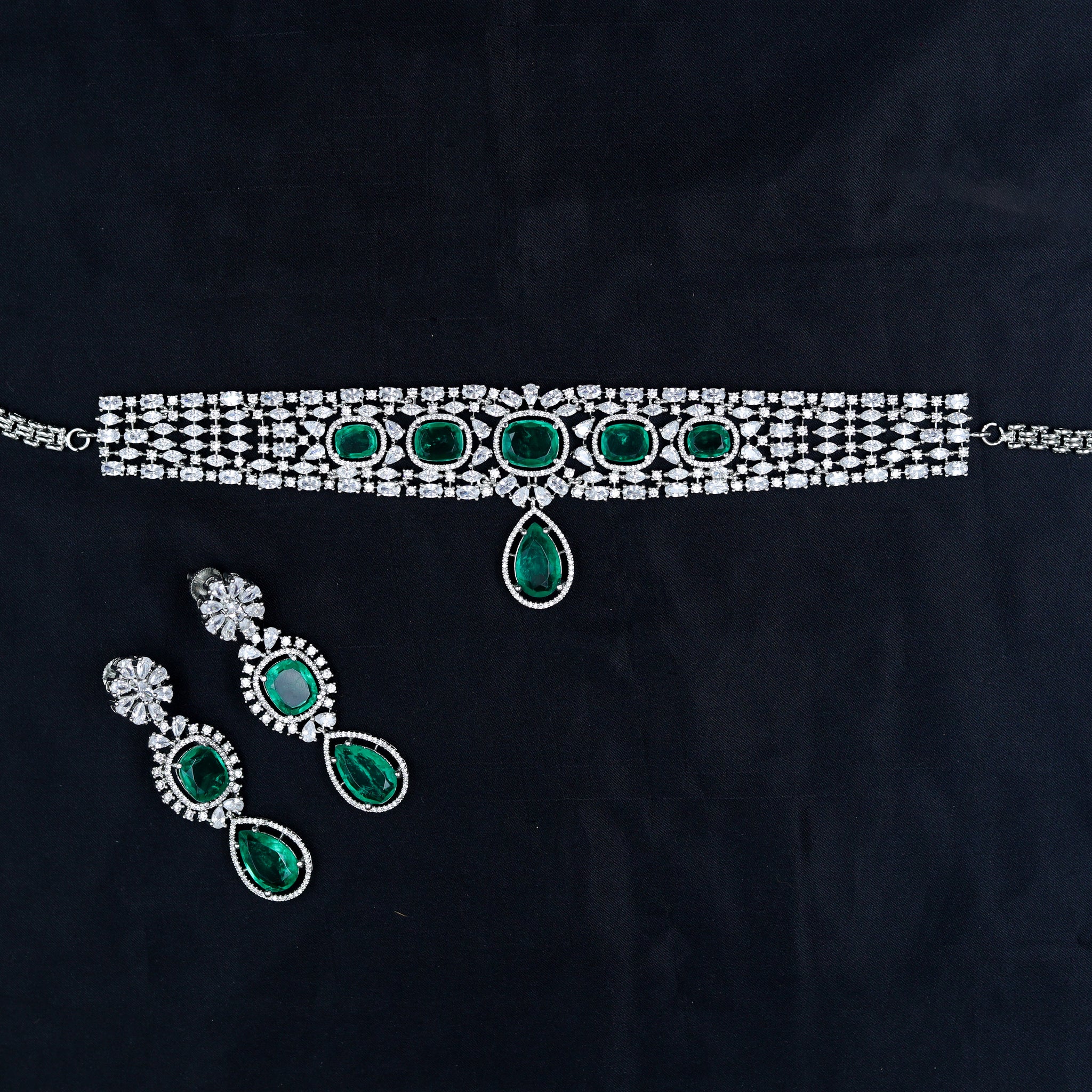 Choker Zircon/AD Necklace Set 10777-69