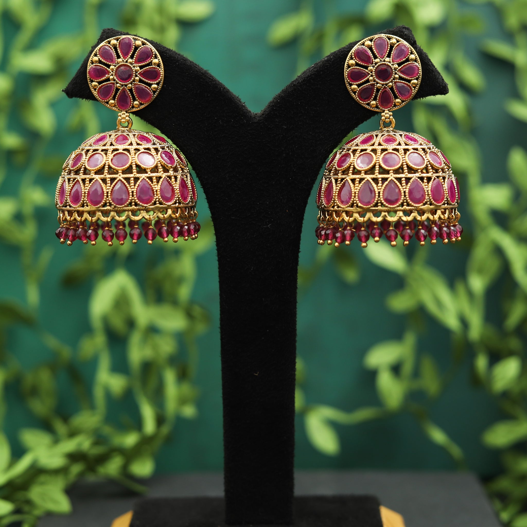 Gold Plated Fine Stone Jhumki 17973-5155