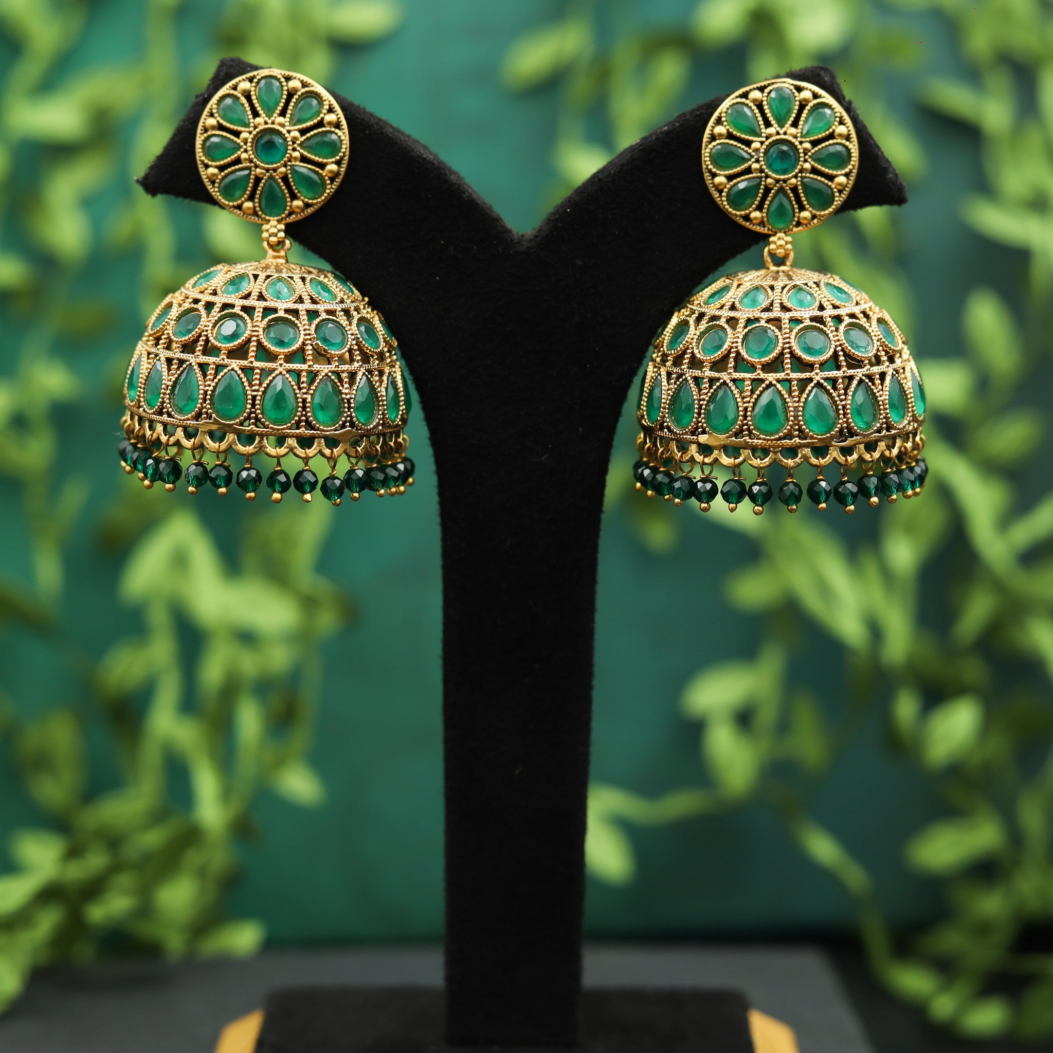 Gold Plated Fine Stone Jhumki 17973-5155