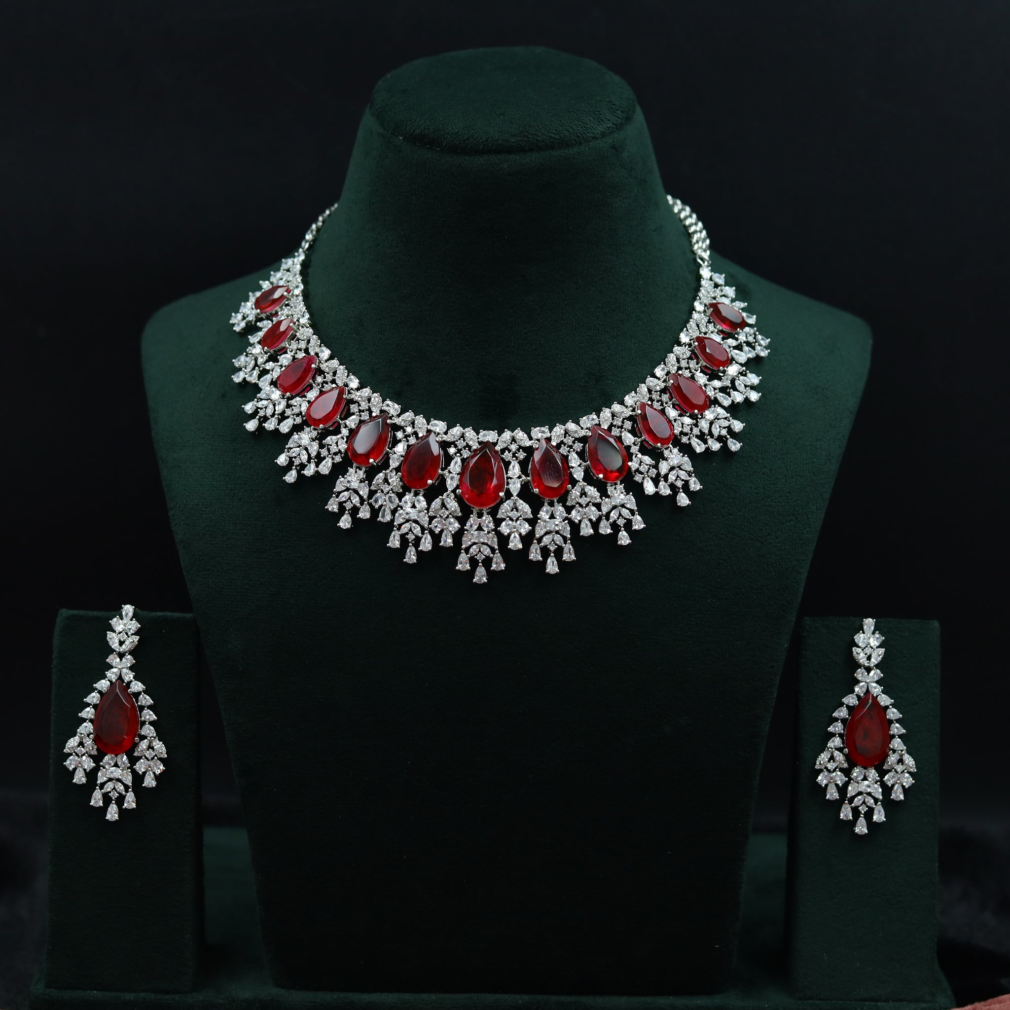 Manish Malhotra Inspired Round Neck Zircon/AD Necklace Set 11889-69