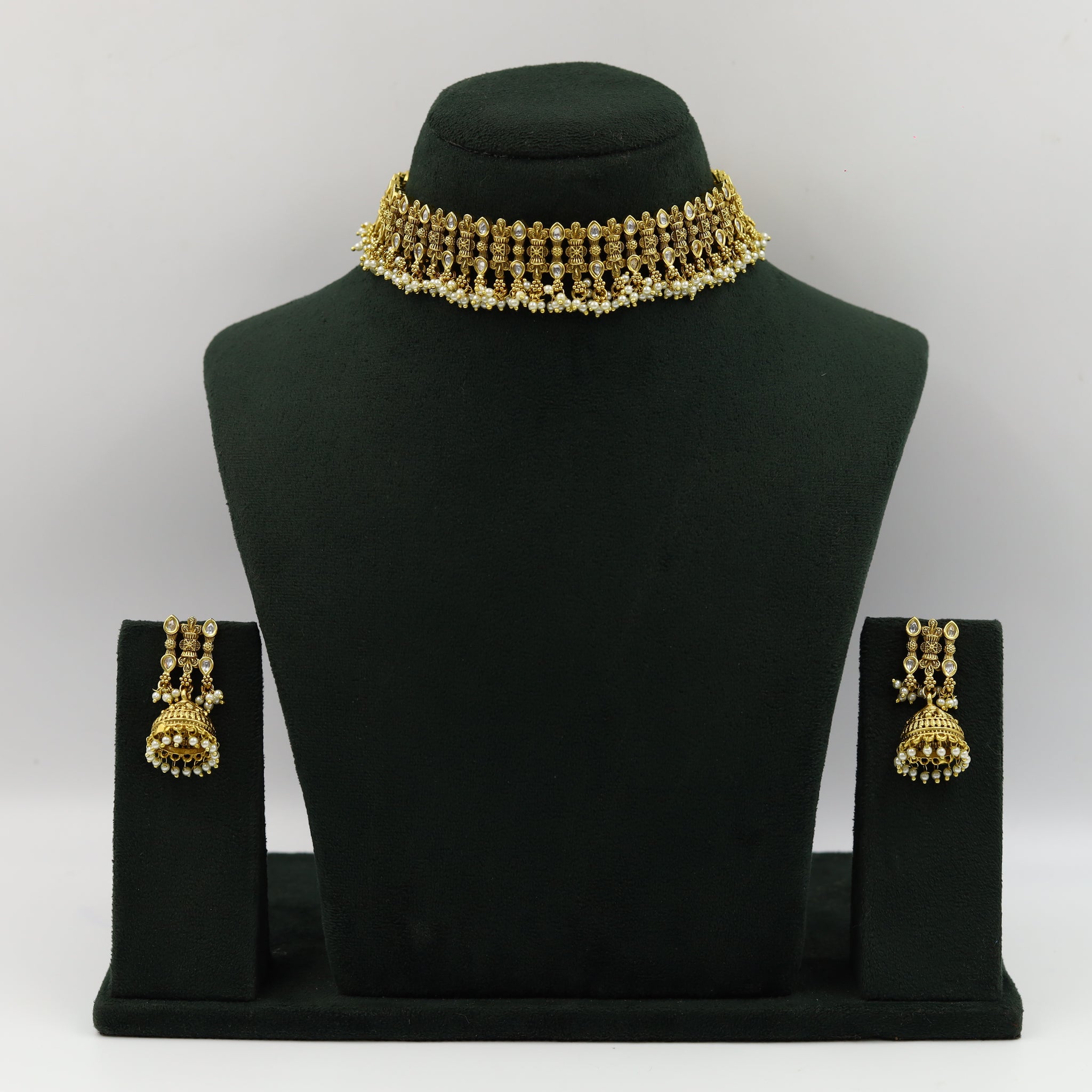 Antique Gold Plated Choker Necklace Set 9967-28