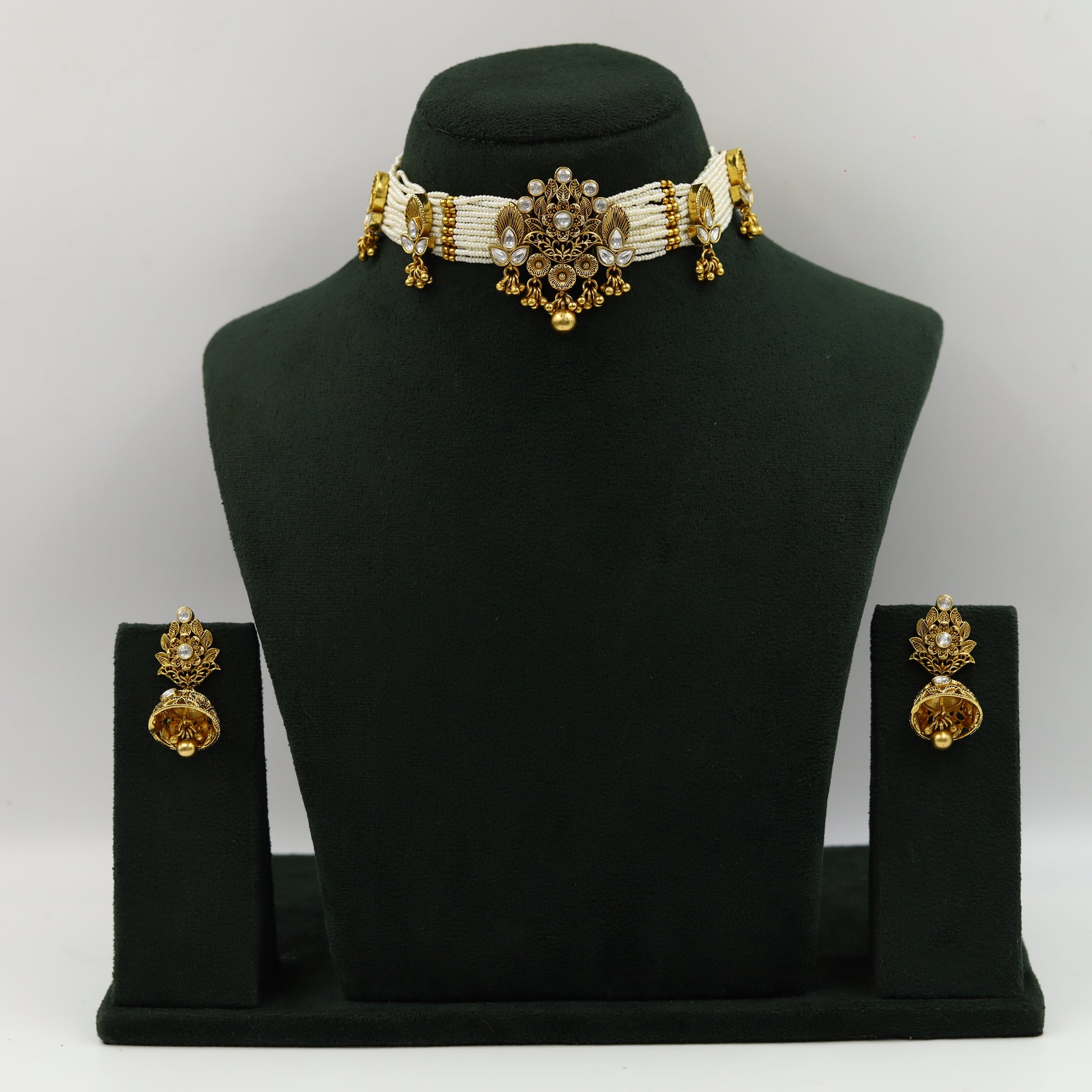 Choker Gold Look Necklace Set 3664-28