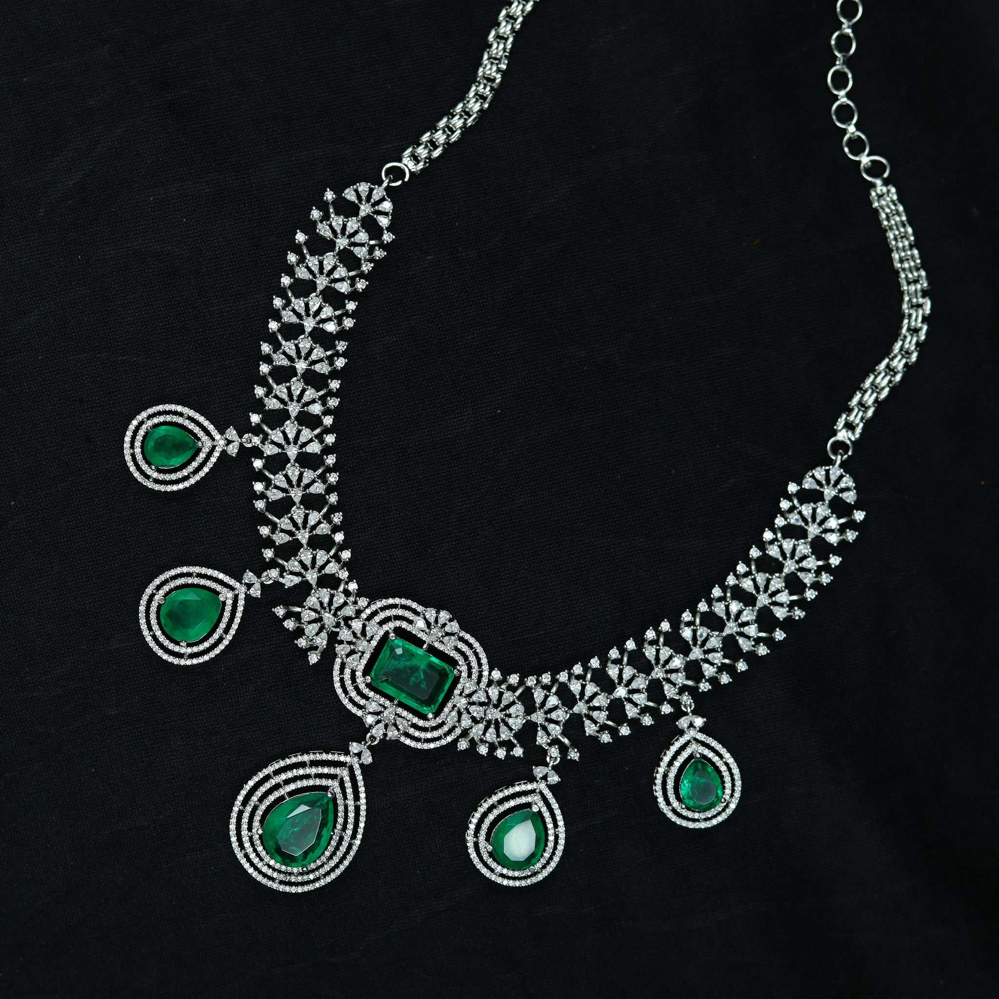 Manish Malhotra Inspired Round Neck Zircon/AD Necklace Set 11898-69