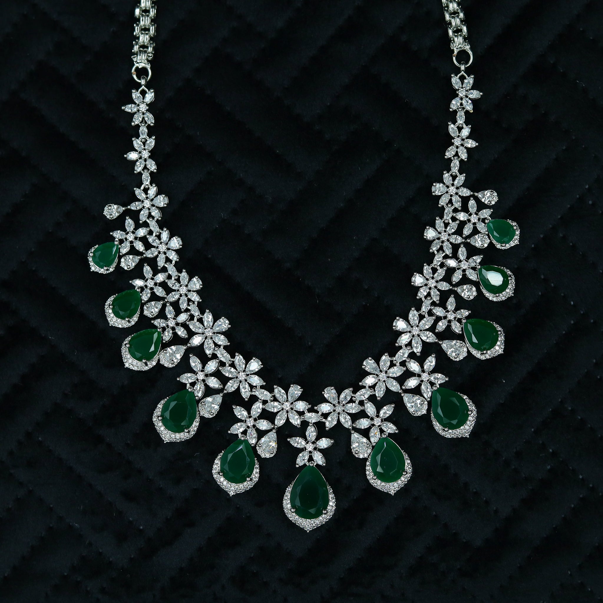 Manish Malhotra Inspired Round Neck Zircon/AD Necklace Set 11894-69