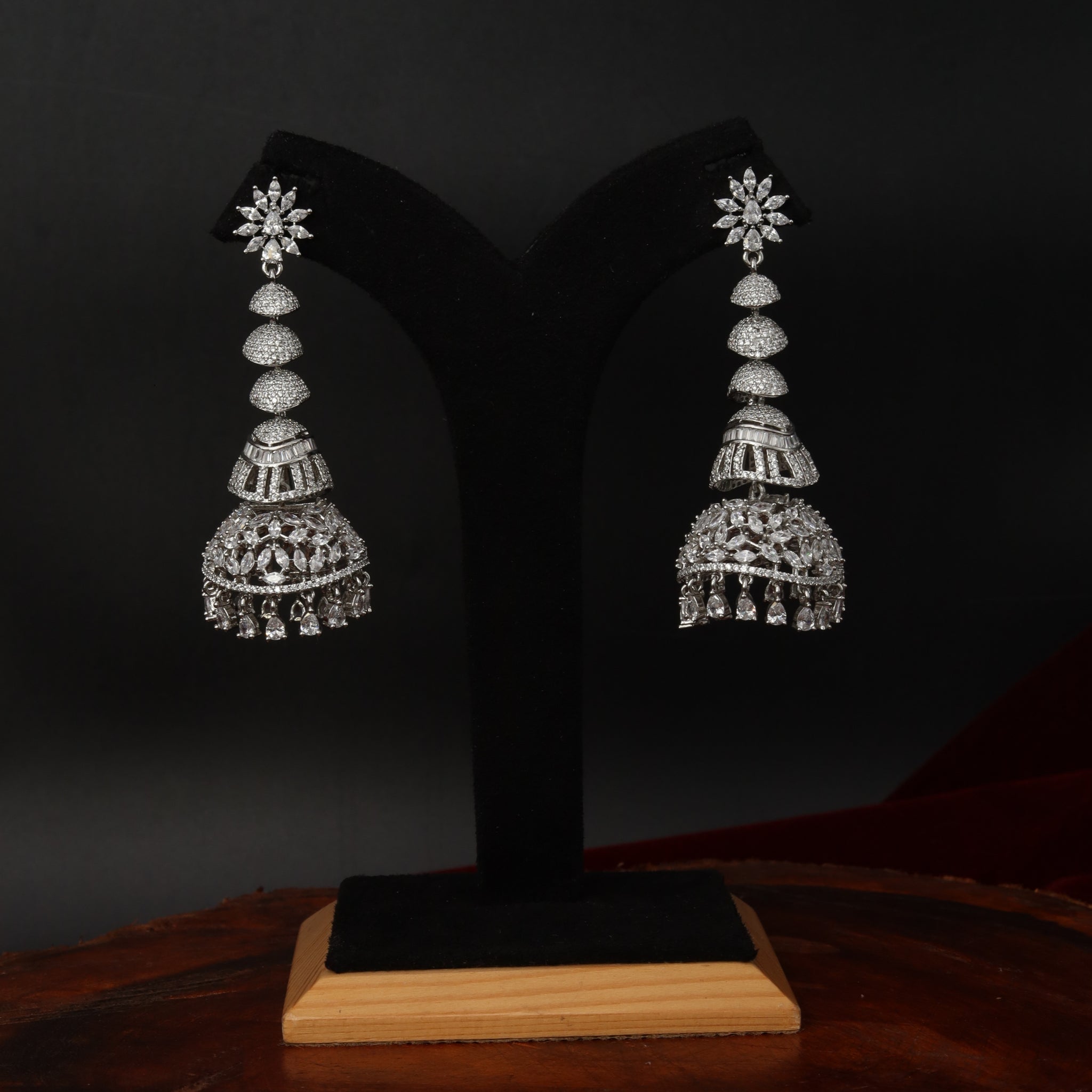 Silver Polish Zircon/AD Earring 6811-69 - Dazzles Jewellery