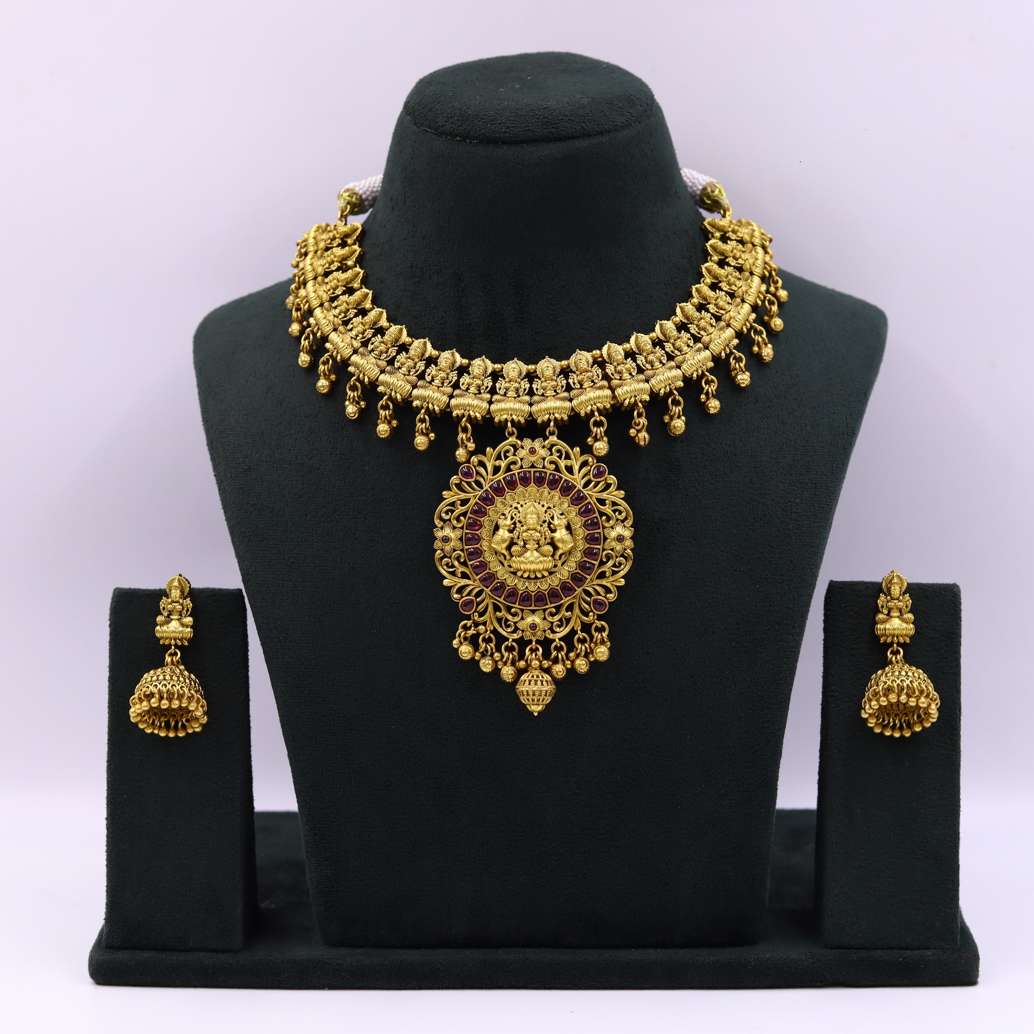 Ruby Temple Necklace Set 18764-5946