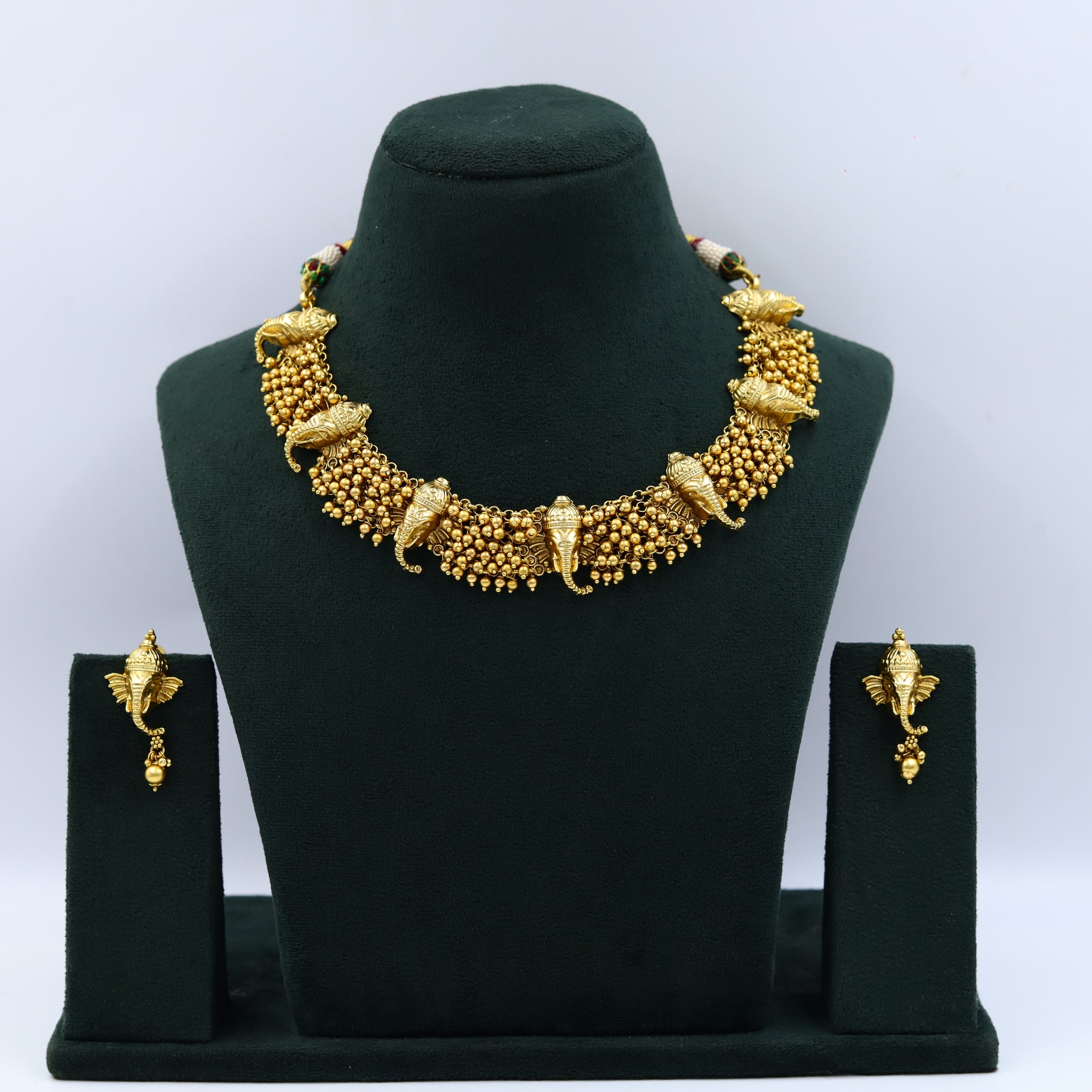 Lord Ganesh Antique Gold Temple Necklace Set