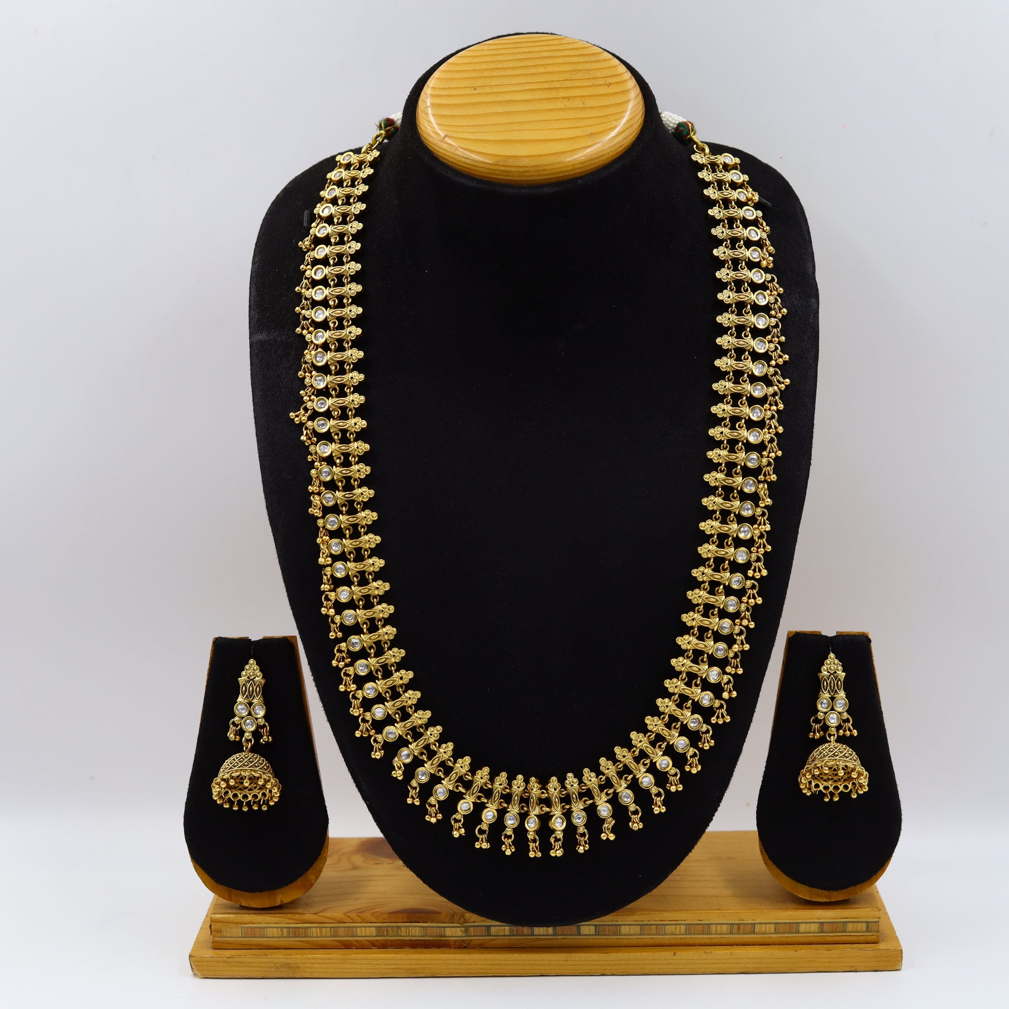 Antique Gold Plated Long Neck Necklace Set 9984-28