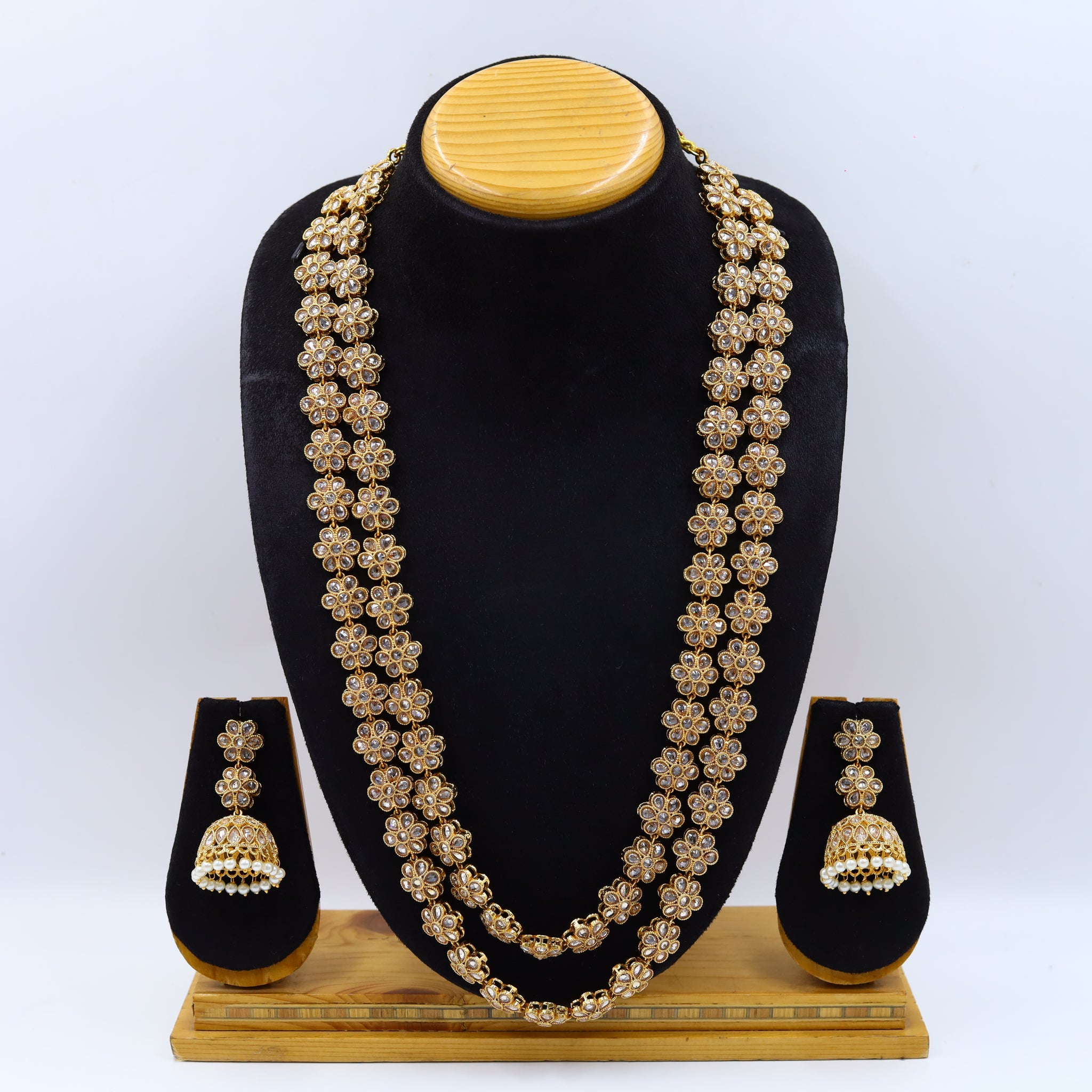 Long Neck Gold Look Layered Necklace Set 13548-28