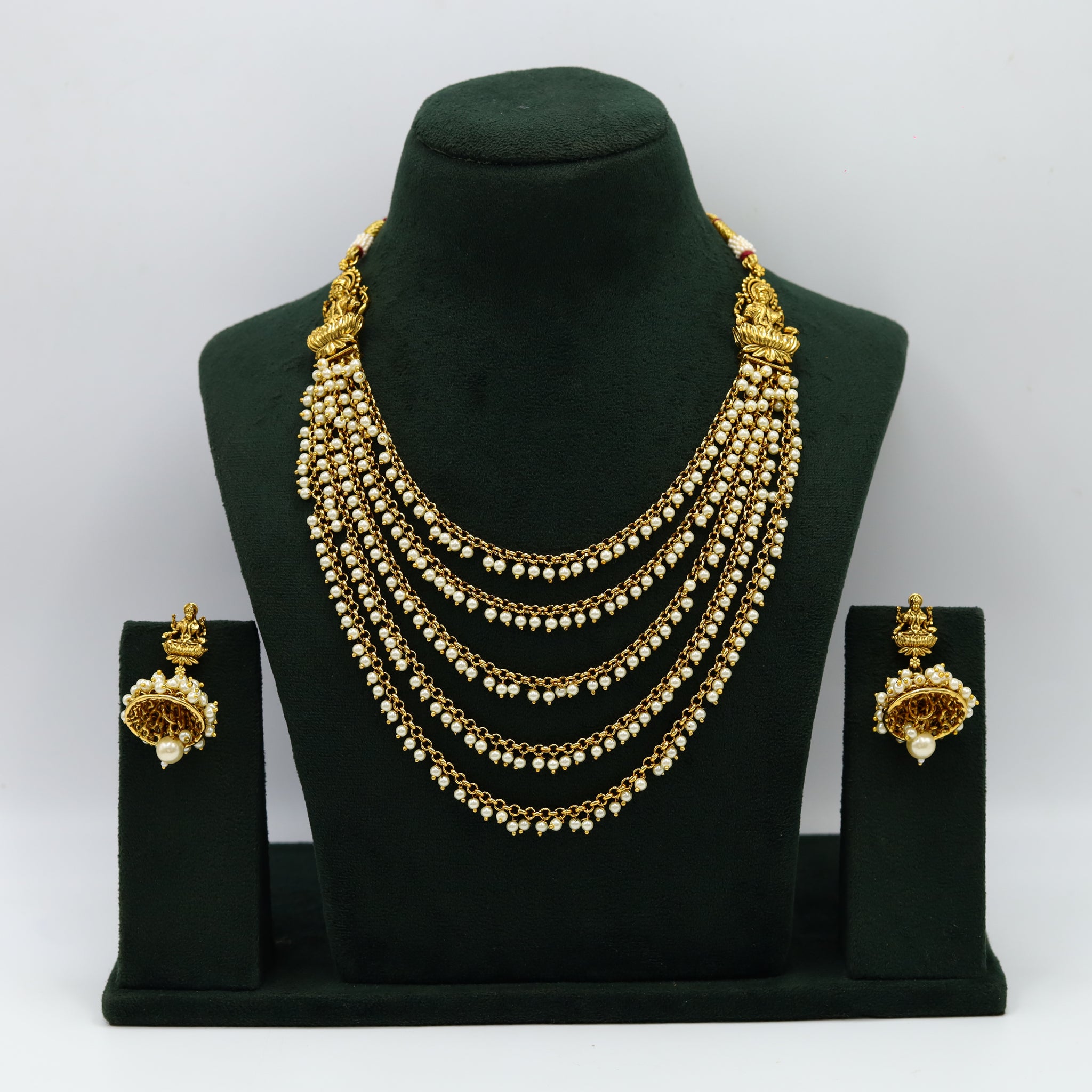 Antique Gold Temple Necklace Set 9547-4419