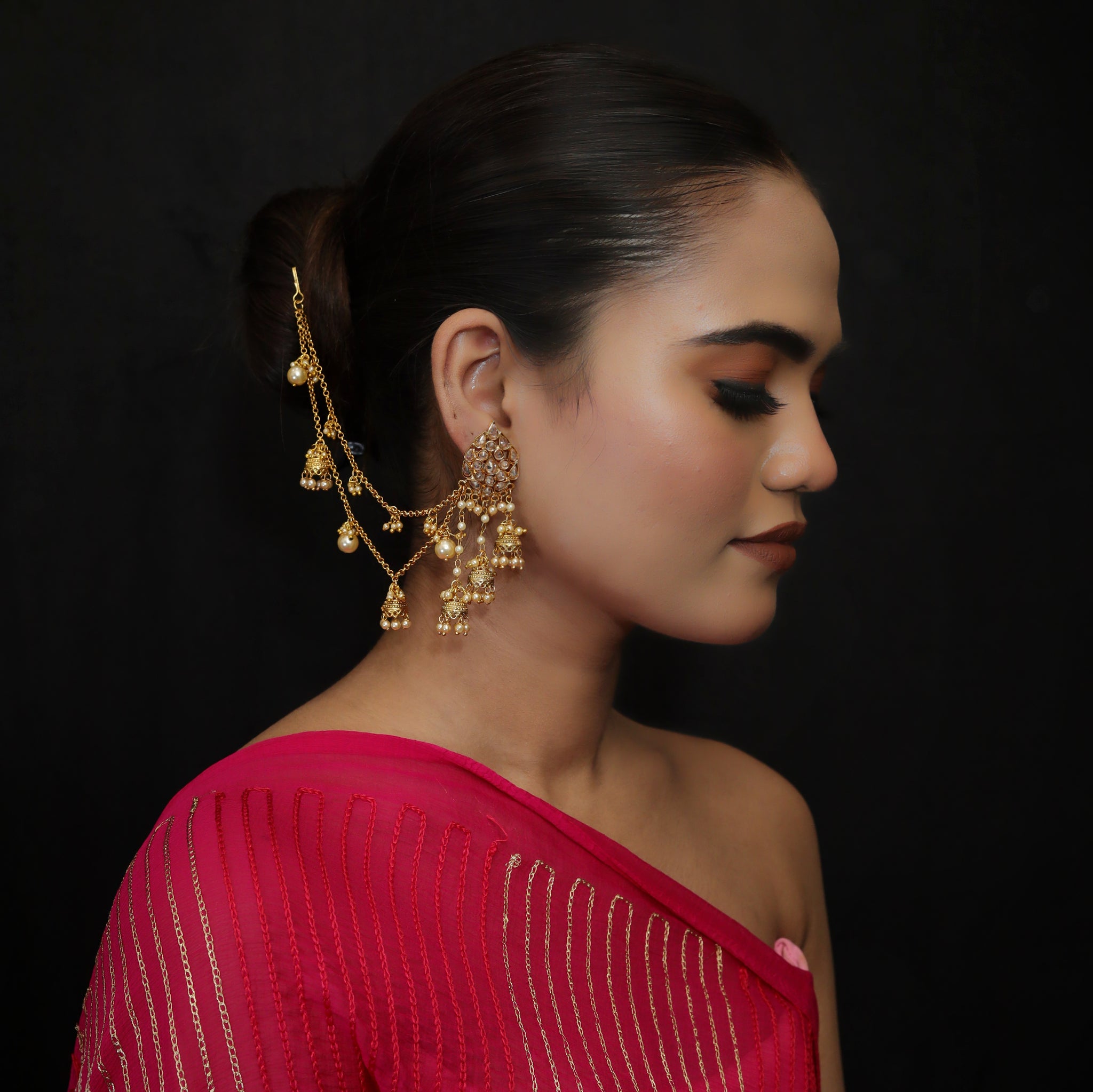 Traditional Gold Look Earring 5344-9409 - Dazzles Jewellery