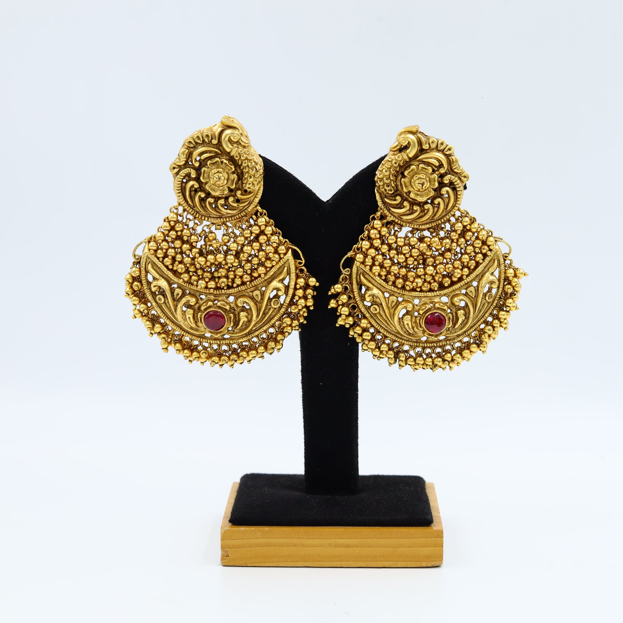 Ruby Gold Look Earring