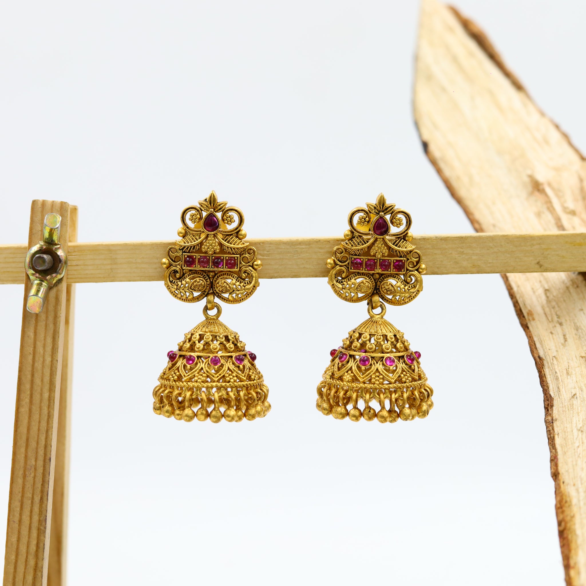 Ruby Gold Look Earring 15556-2703