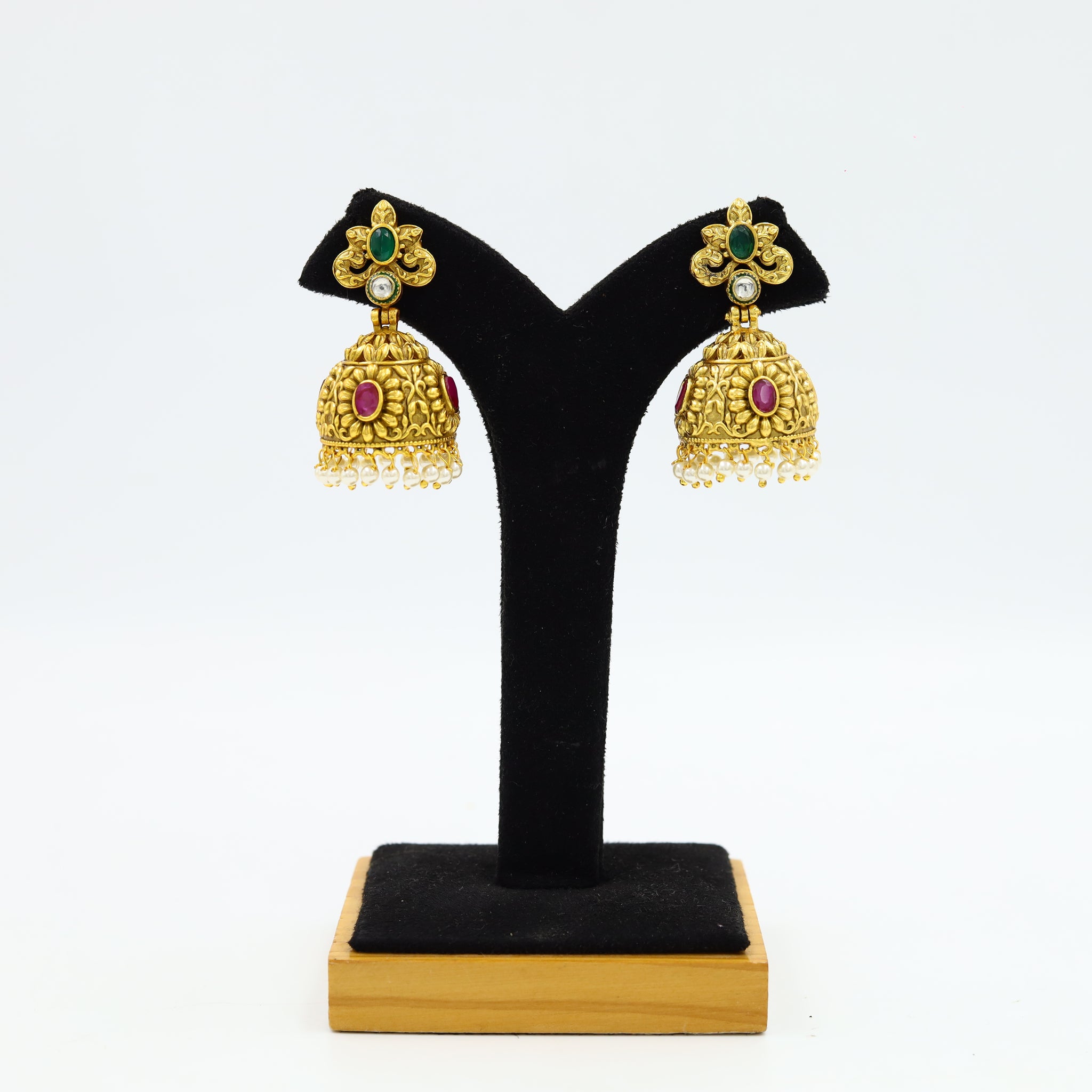 Ruby Green Gold Look Earring 4465-8530