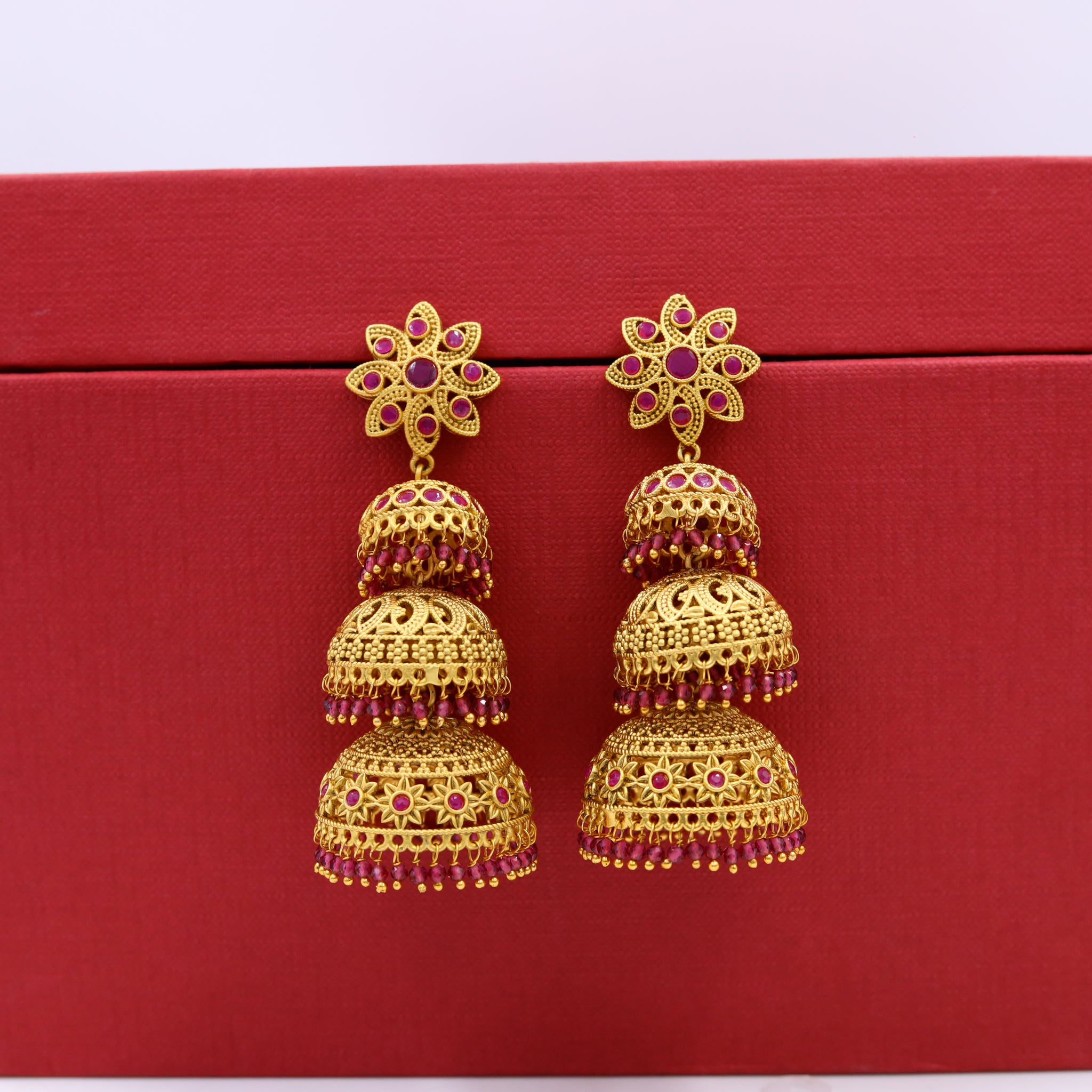 Ruby Gold Look Earring 15772-2922