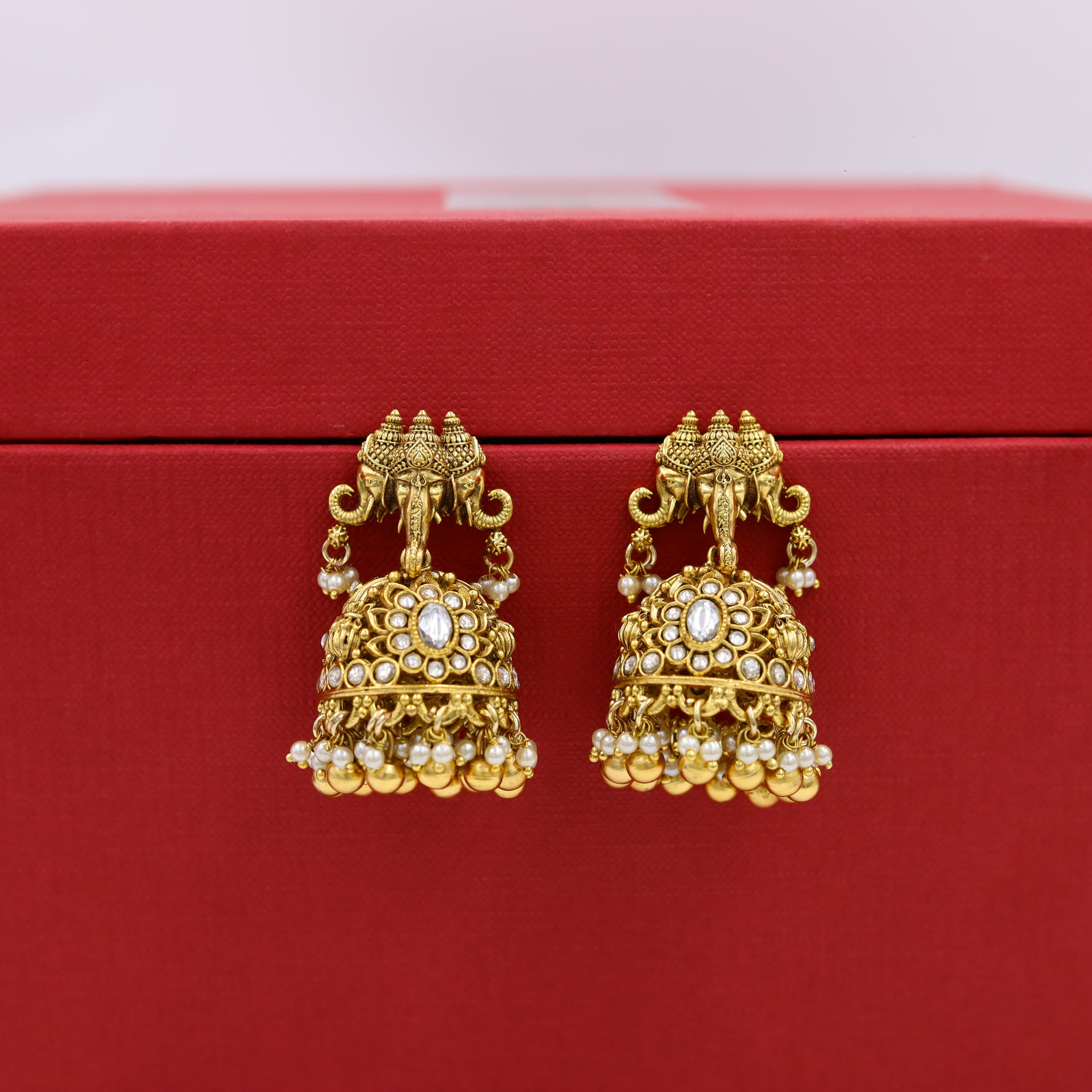 Jhumki Temple Earring 12382-28