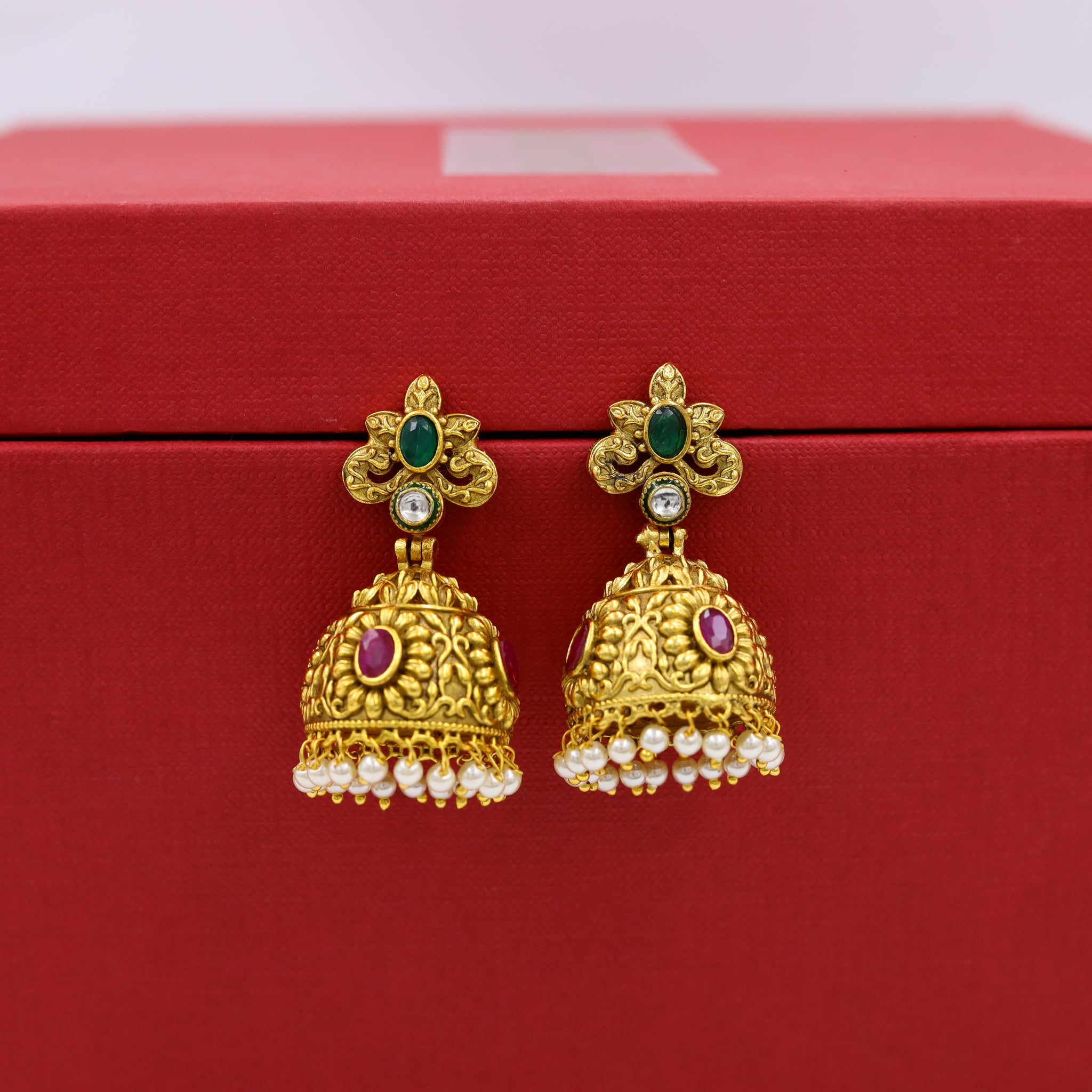 Ruby Green Gold Look Earring 4465-8530