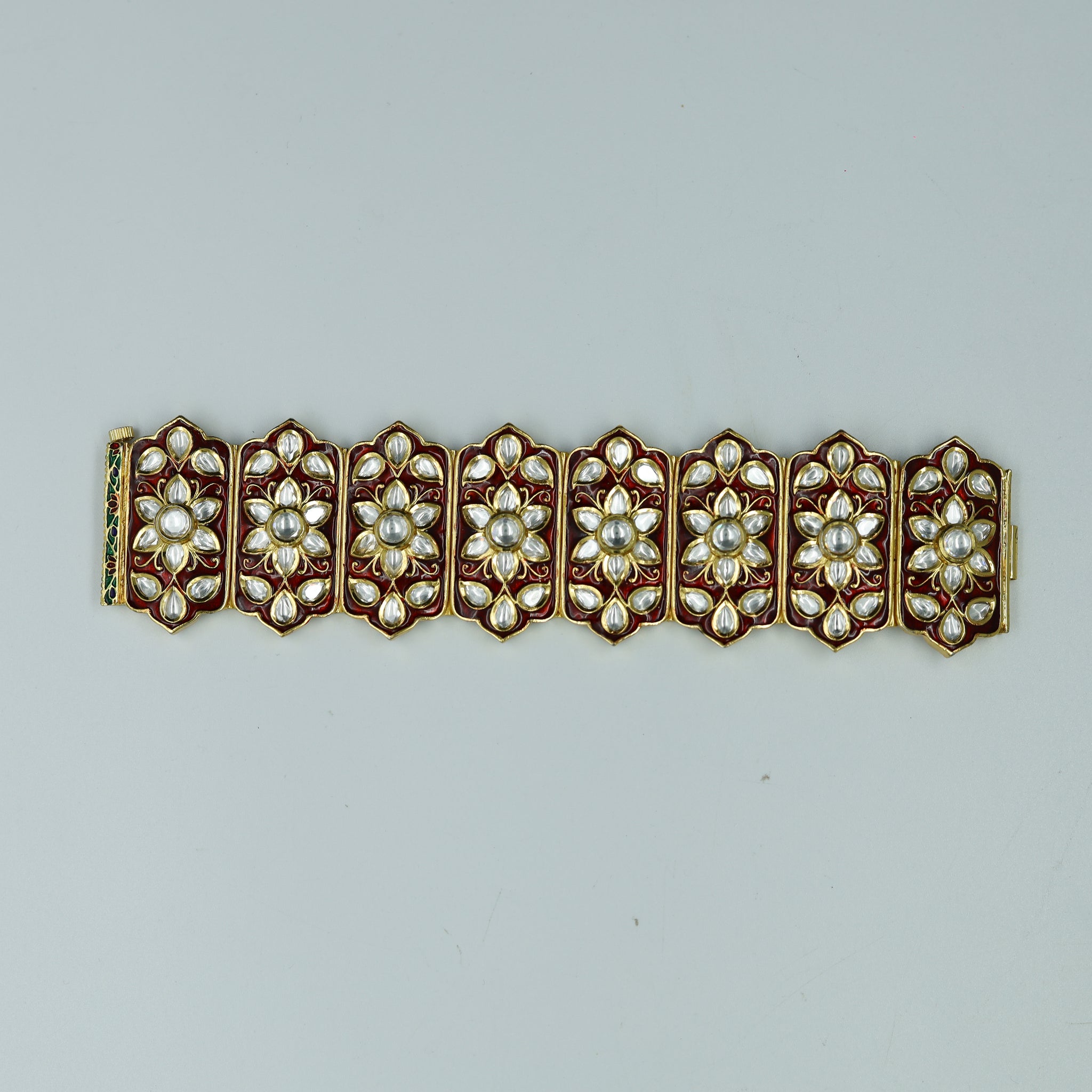 Royal Rajwada Kundan Bracelet with Red Meenakari 11416-100