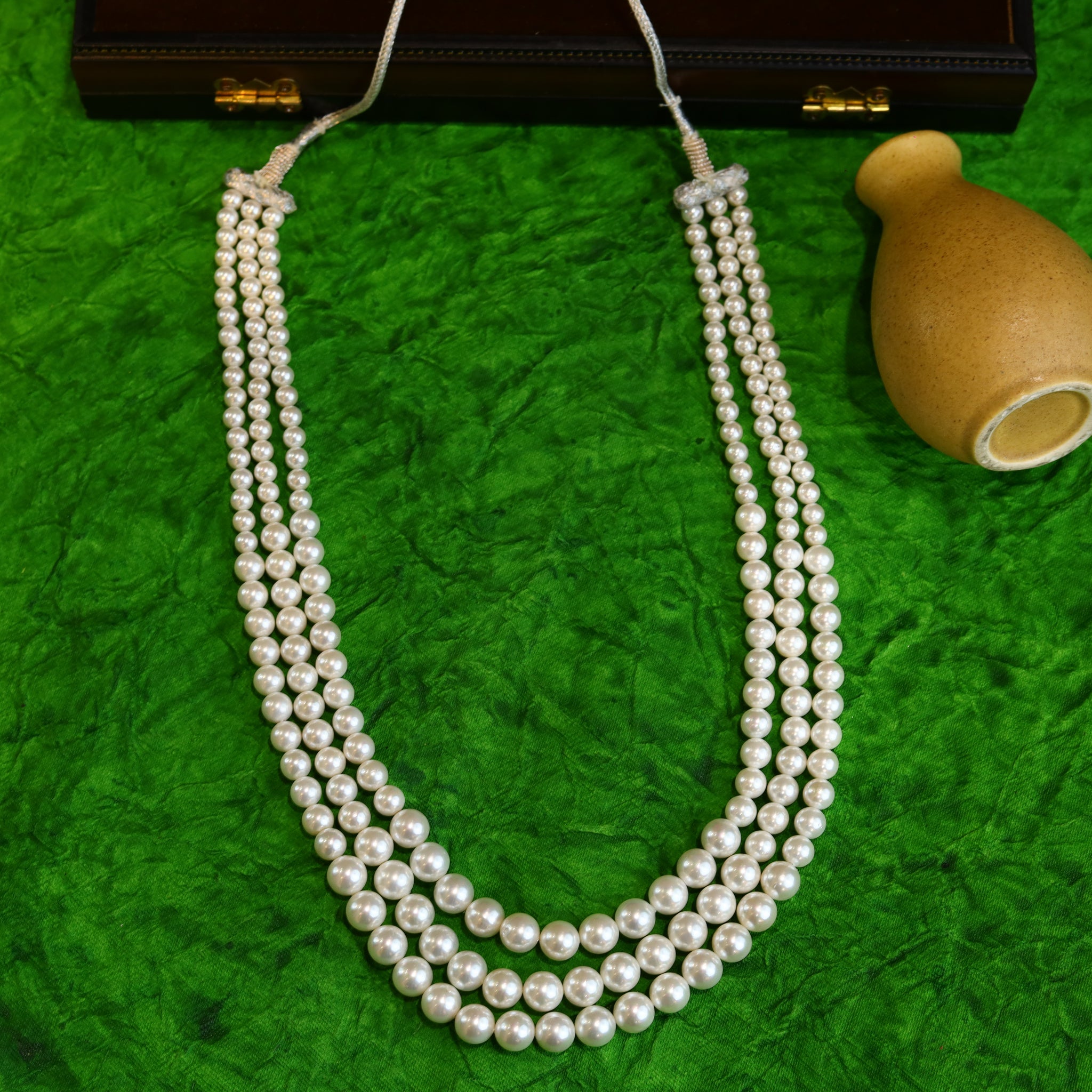 3 Line Pearl Necklace Set 14148-80