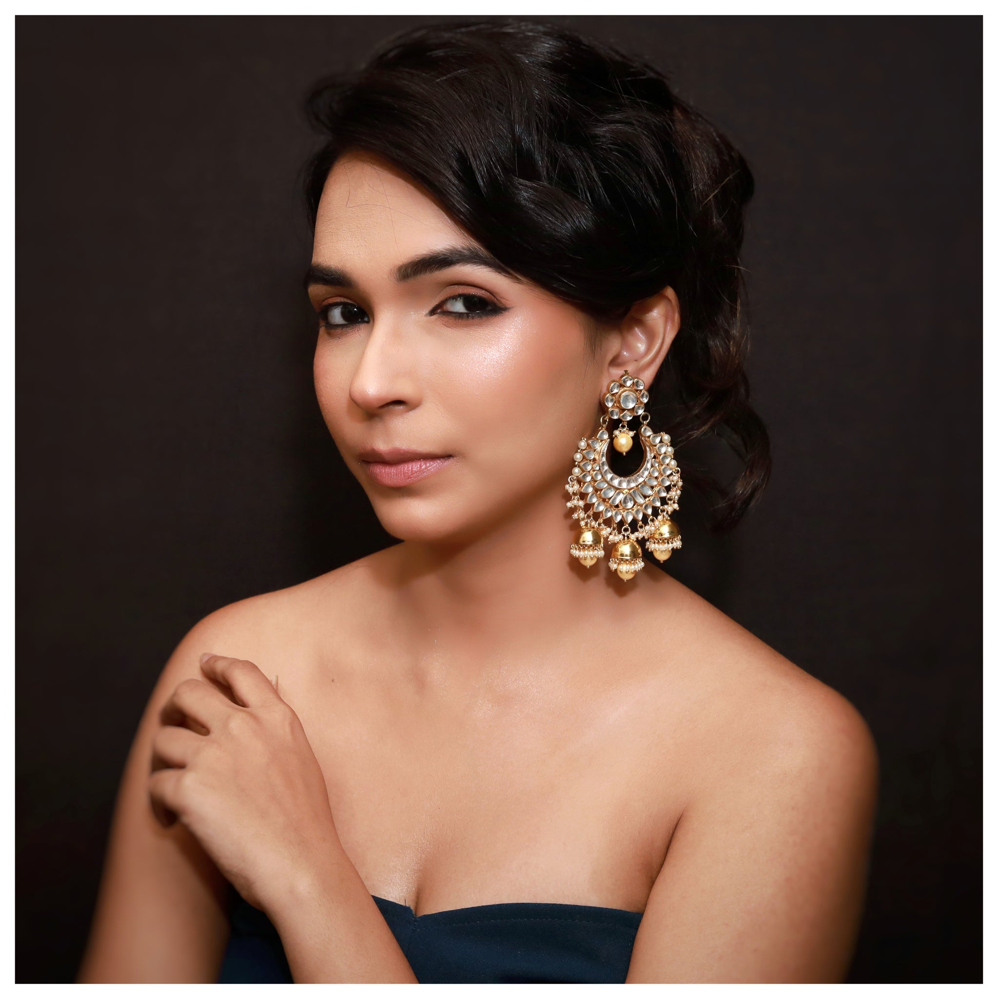 Chandbali Kundan Earring 8739-100 - Dazzles Jewellery