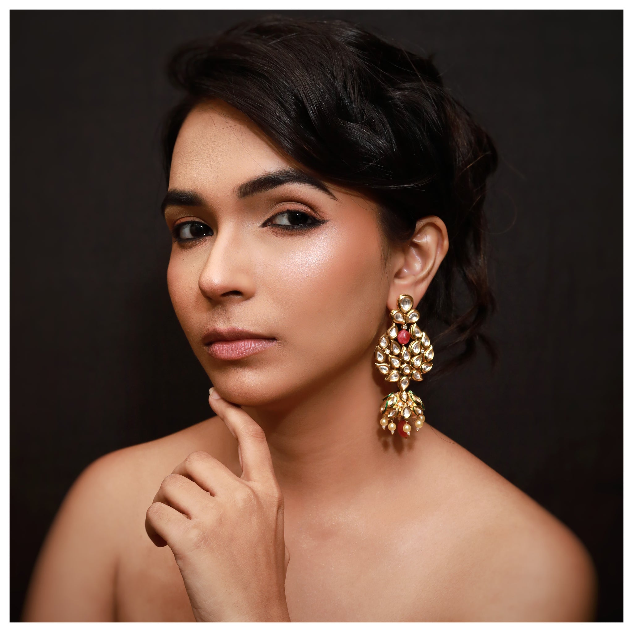 Jhumki Kundan Earring 8757-100 - Dazzles Jewellery