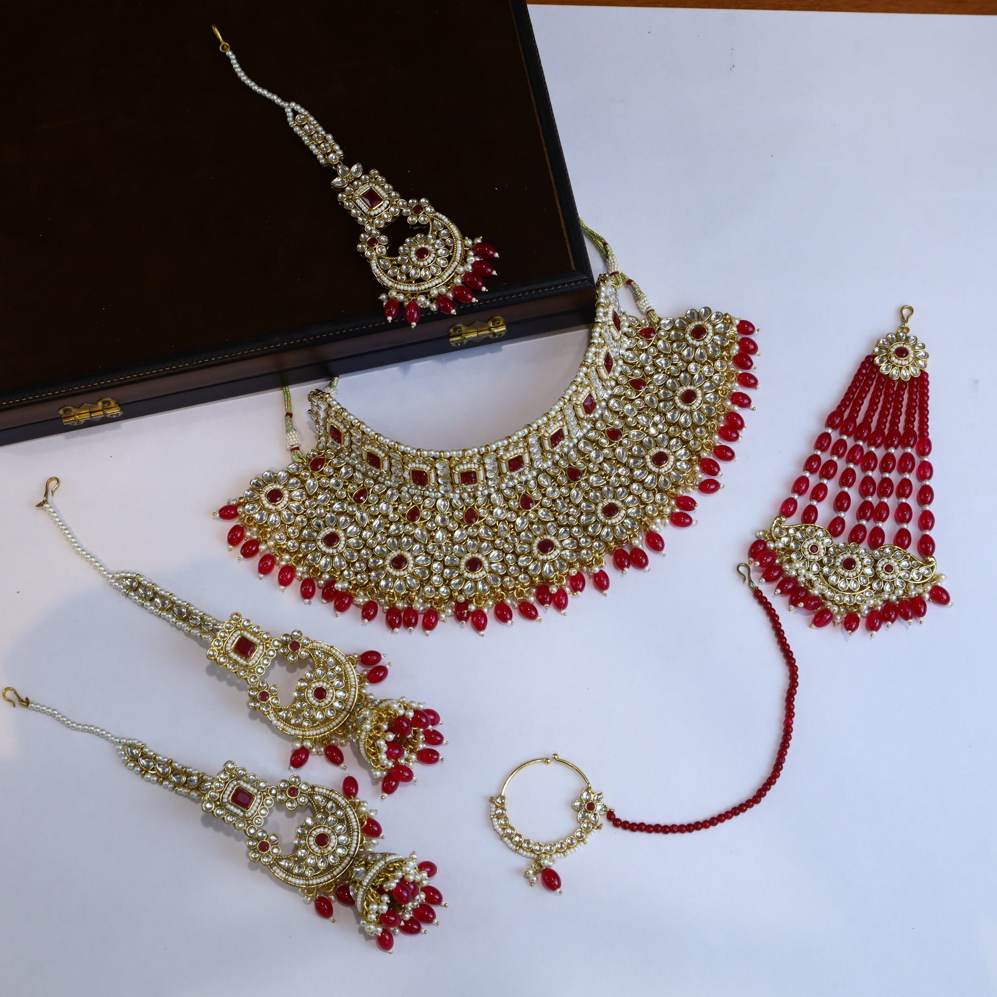 Ruby Color Kundan Bridal Choker Set 18640-5822