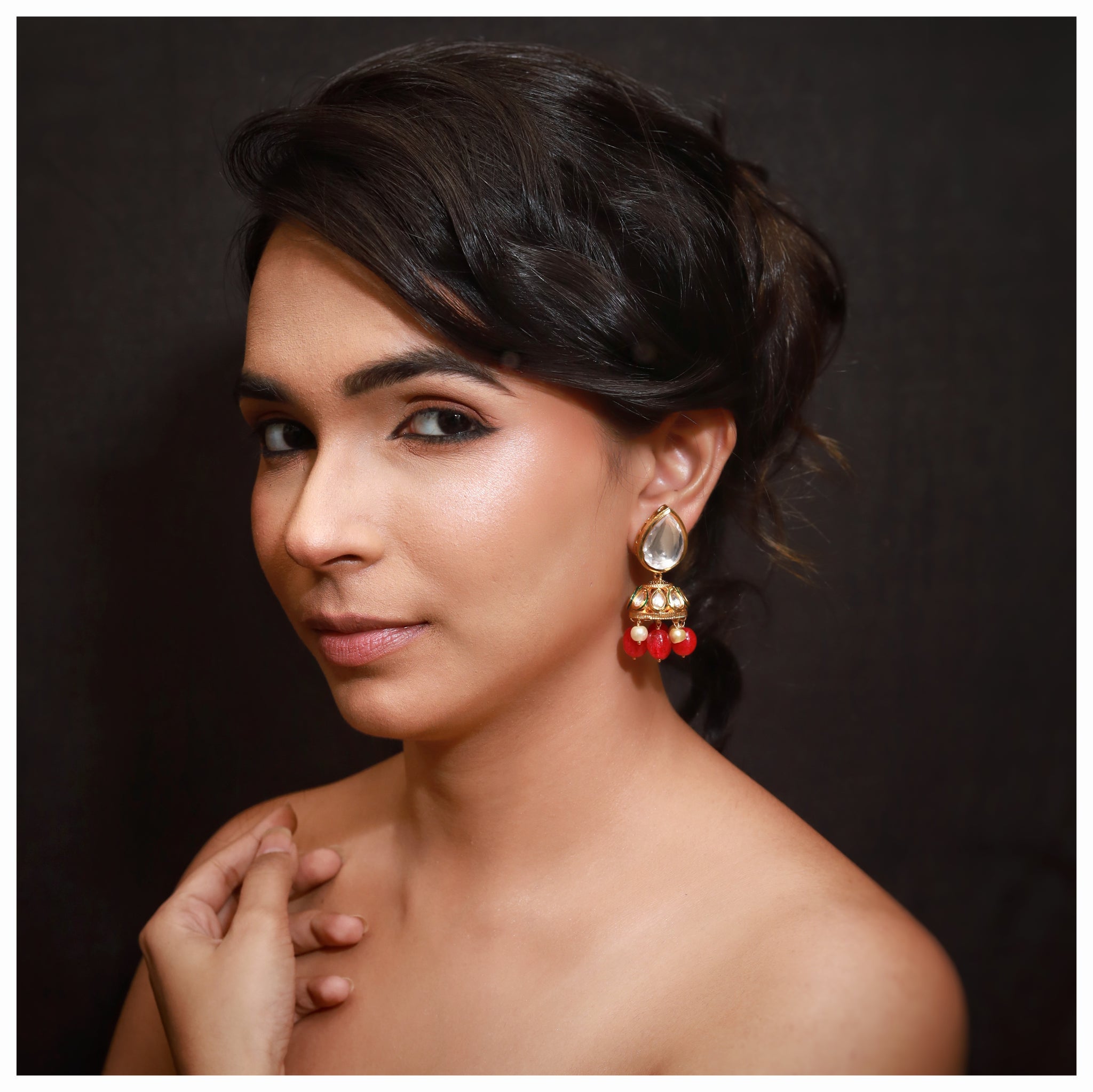 Jhumki Kundan Earring 8782-100 - Dazzles Jewellery