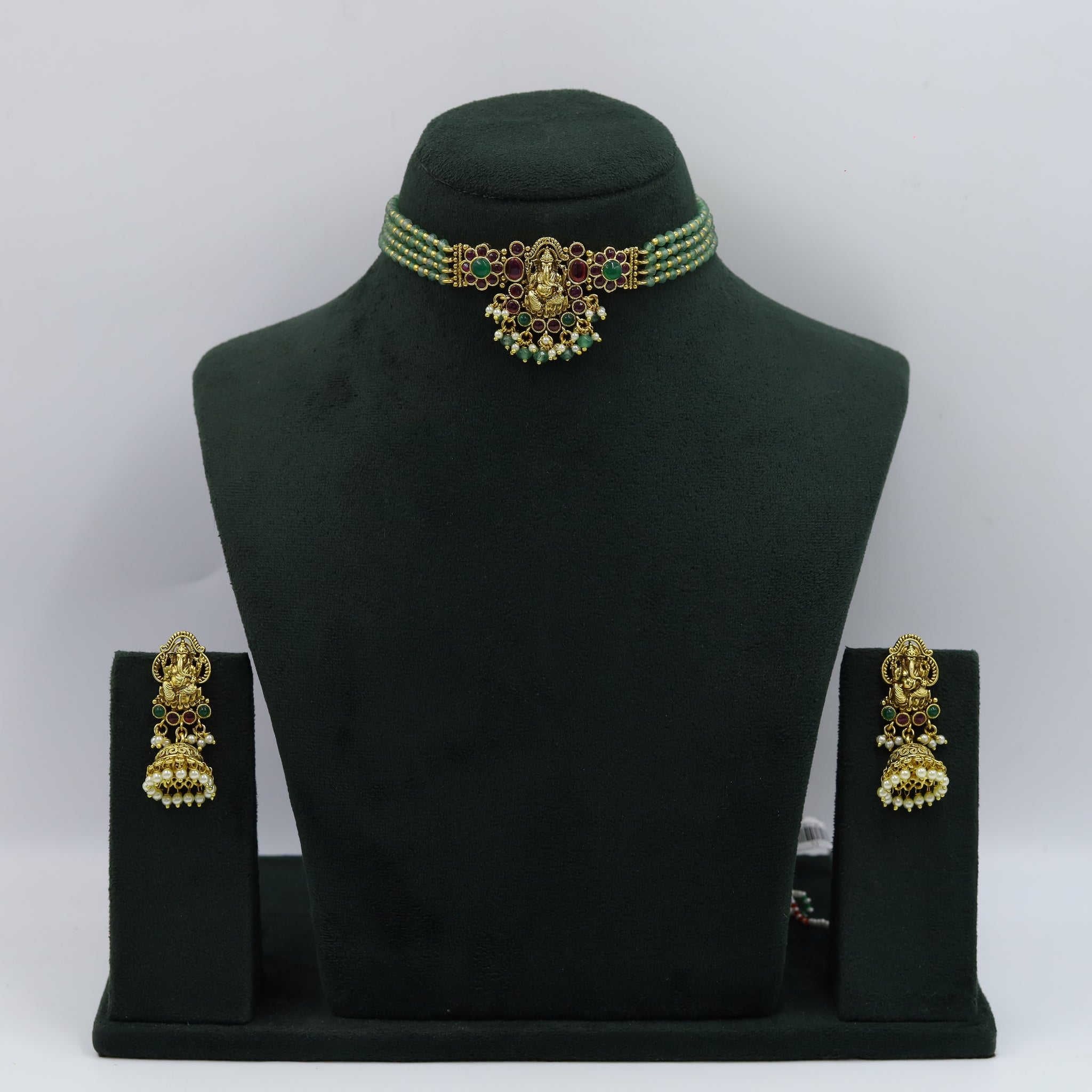 Choker Temple Necklace Set 12127-28