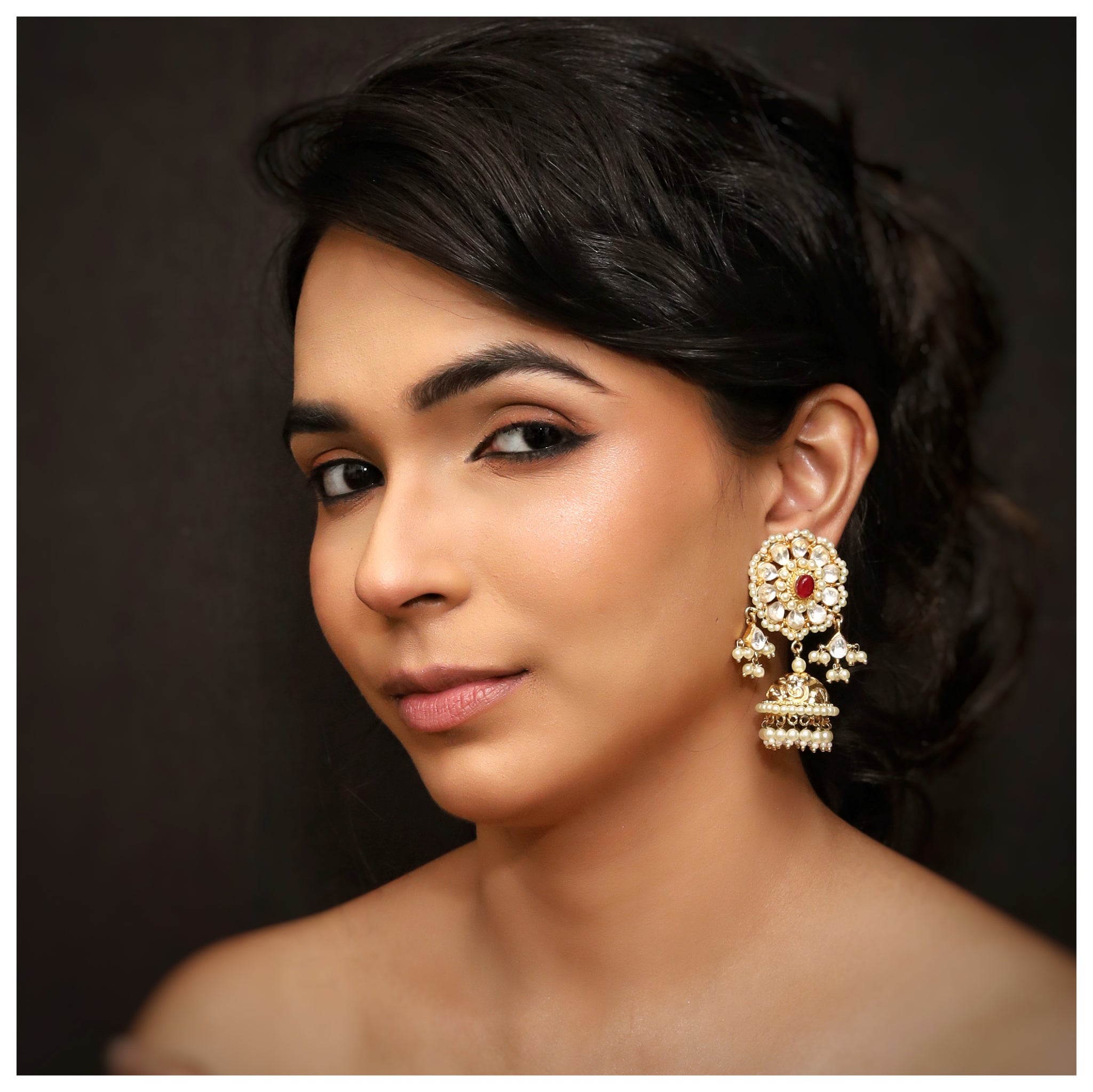 Kundan Jhumki Earring 5673-08 - Dazzles Jewellery