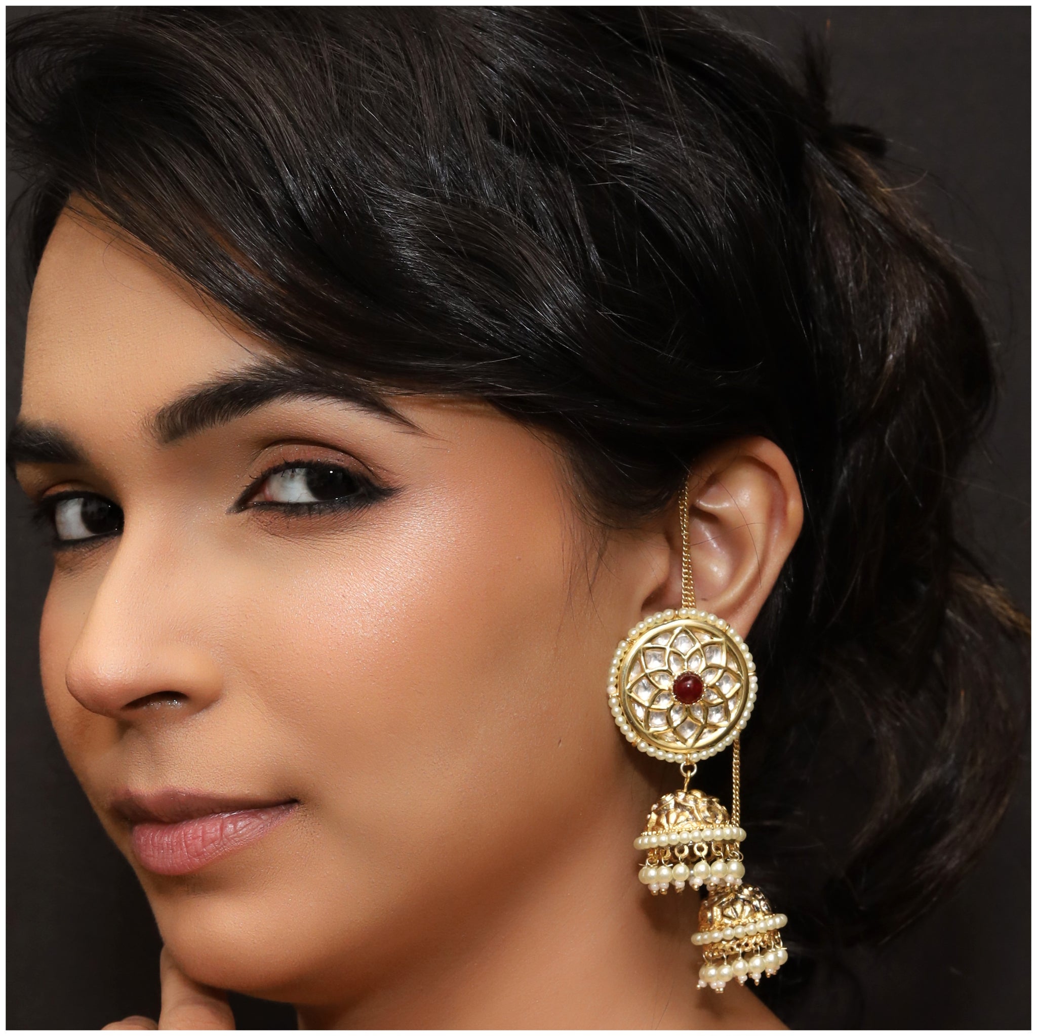 Kundan stylish jhumki 5660-9725 - Dazzles Jewellery