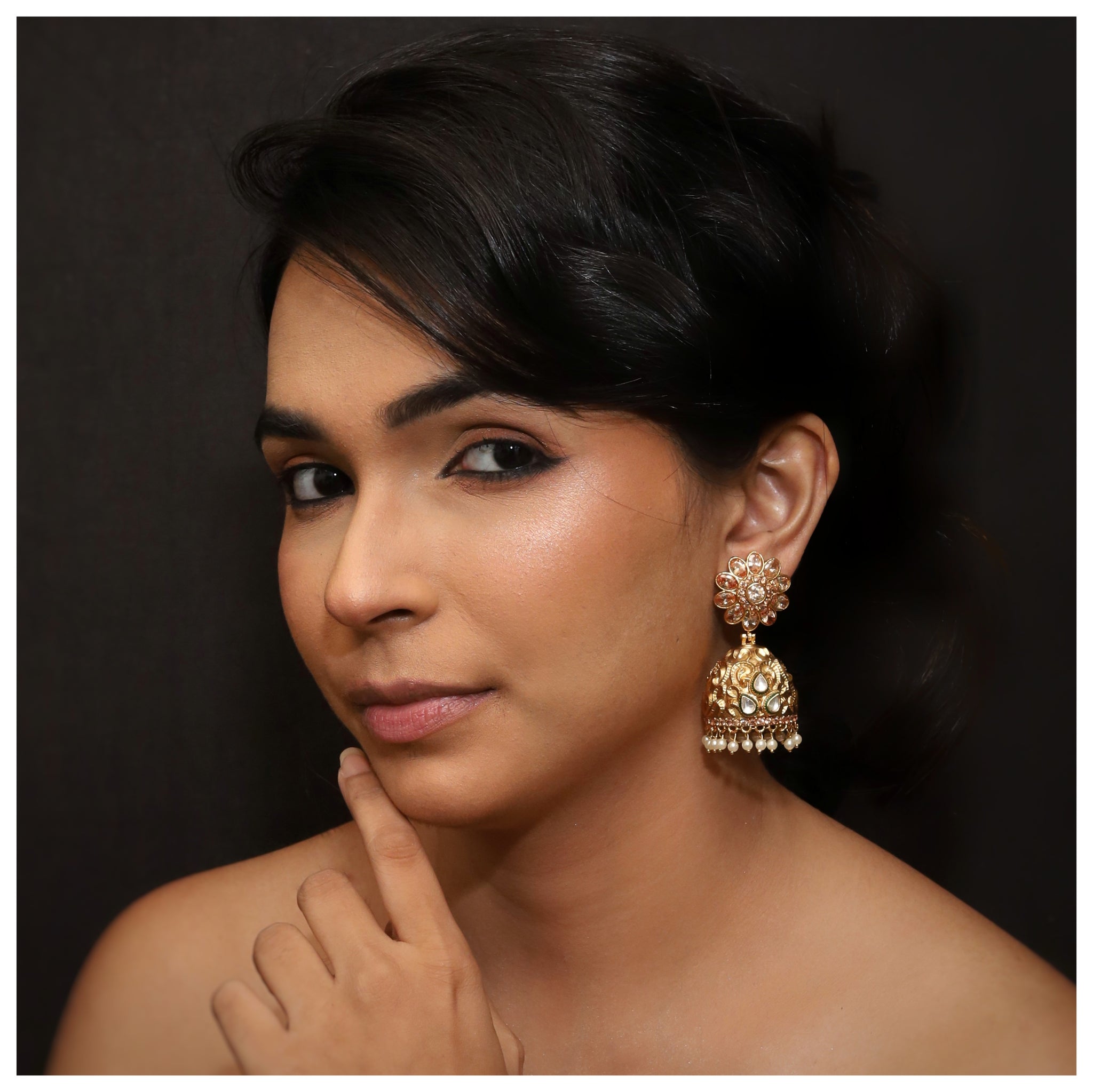 Jhumki Kundan Earring 8779-100 - Dazzles Jewellery