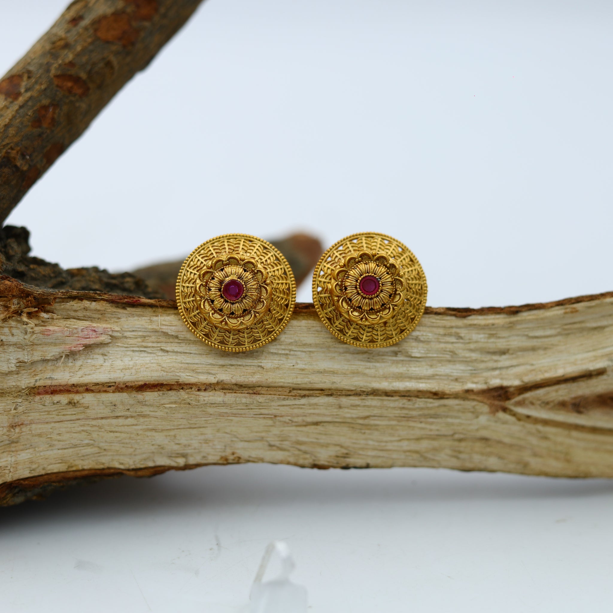 Ruby Gold Look Earring 18010-5192