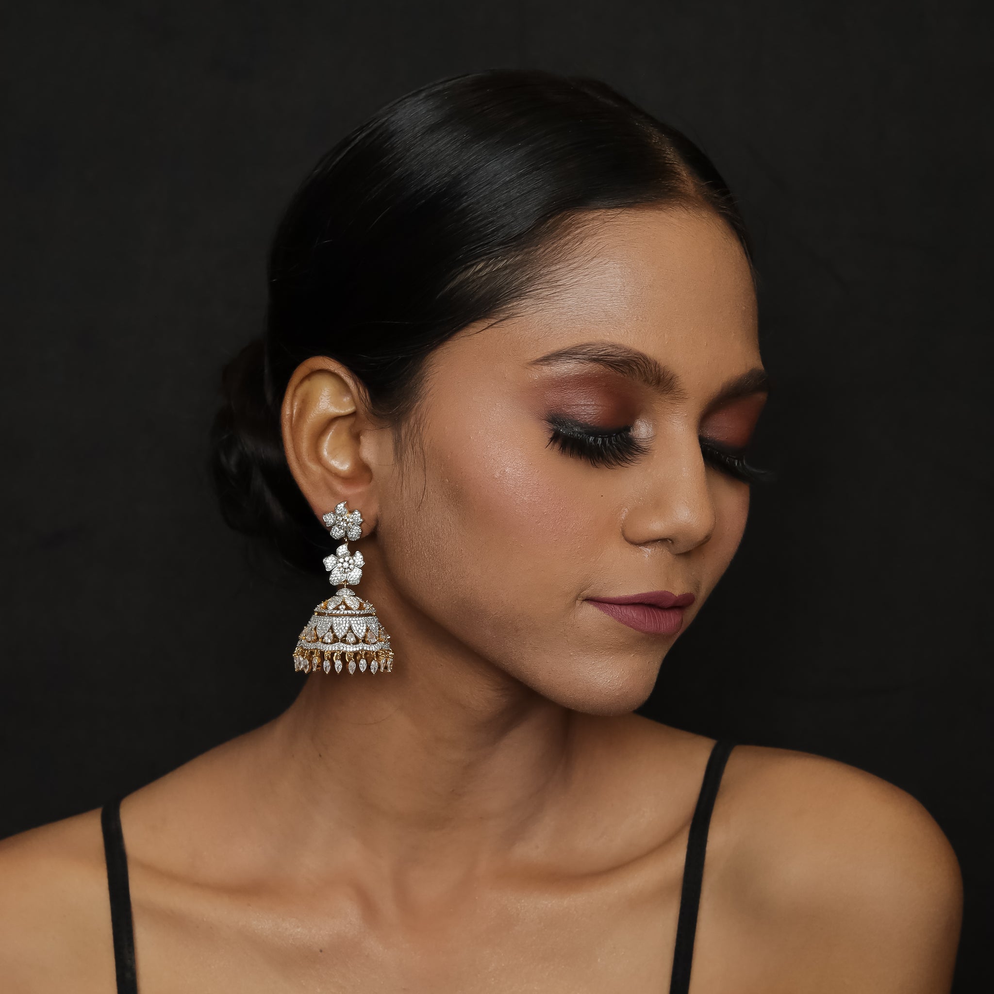 Jhumki Zircon/AD Earring 3360-08 - Dazzles Jewellery