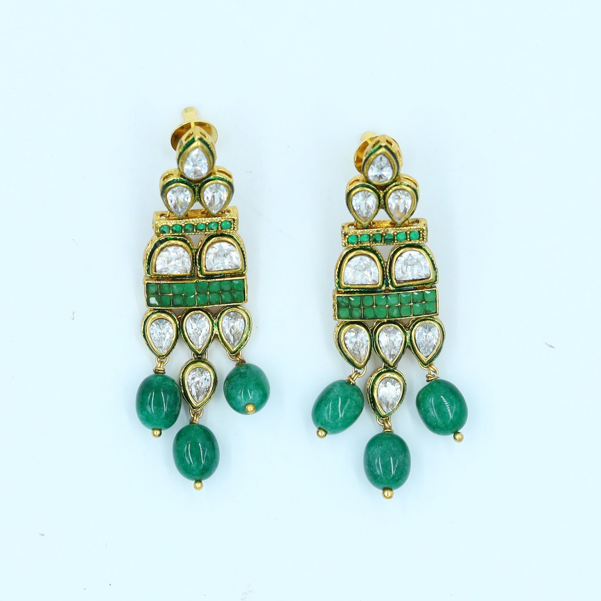 Green Polki Necklace Set 19298-6480