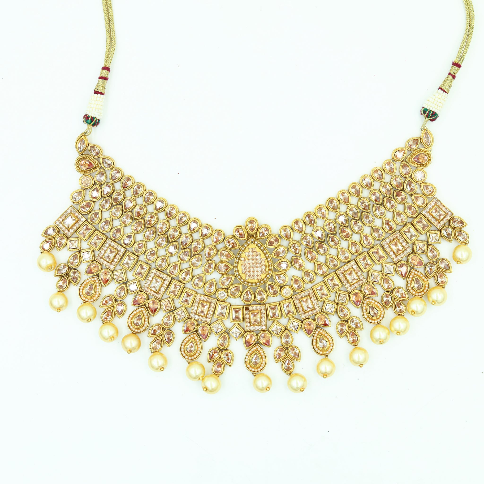 Gold Polki Necklace Set 11589-7701