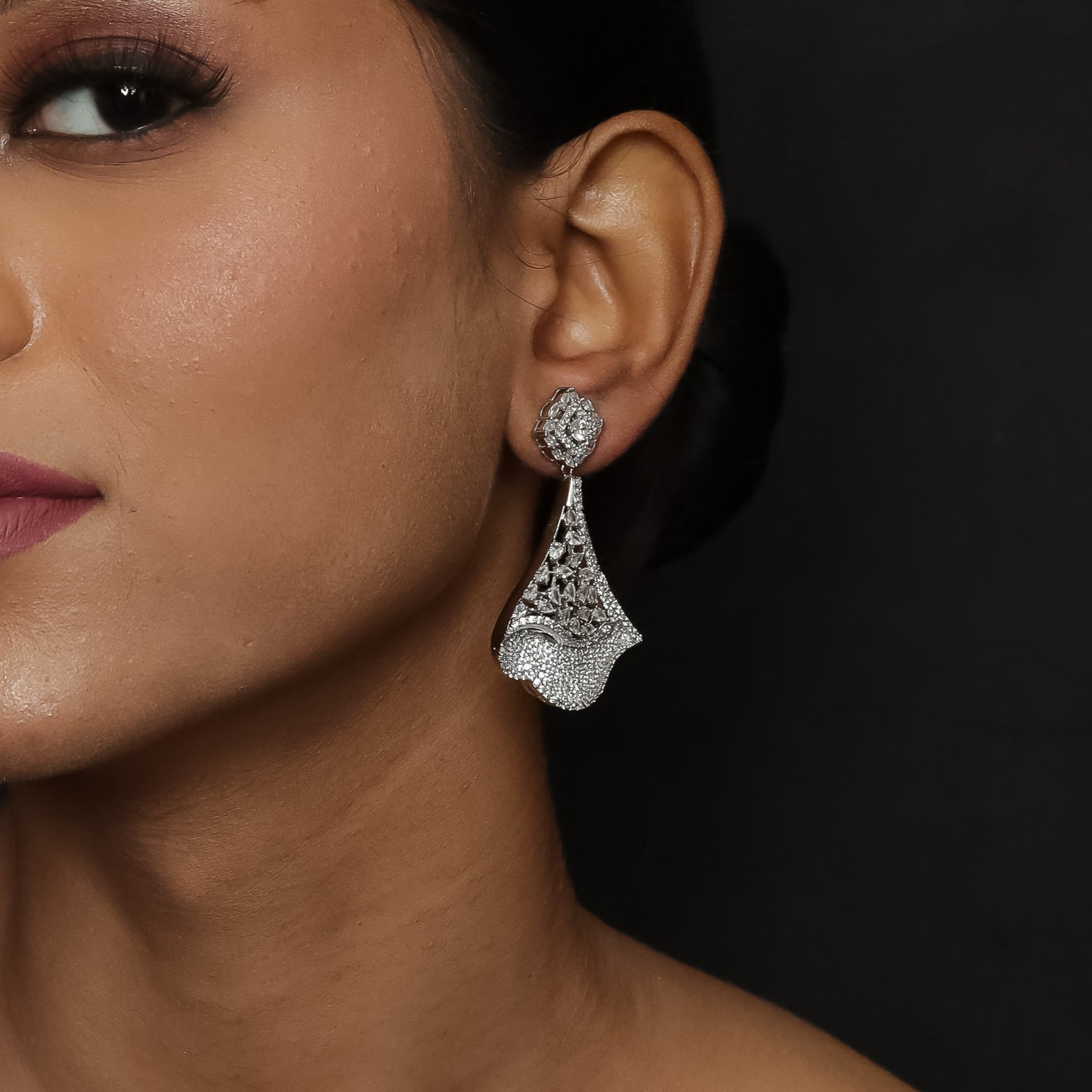 Danglers Zircon/AD Earring 5924-69 - Dazzles Jewellery