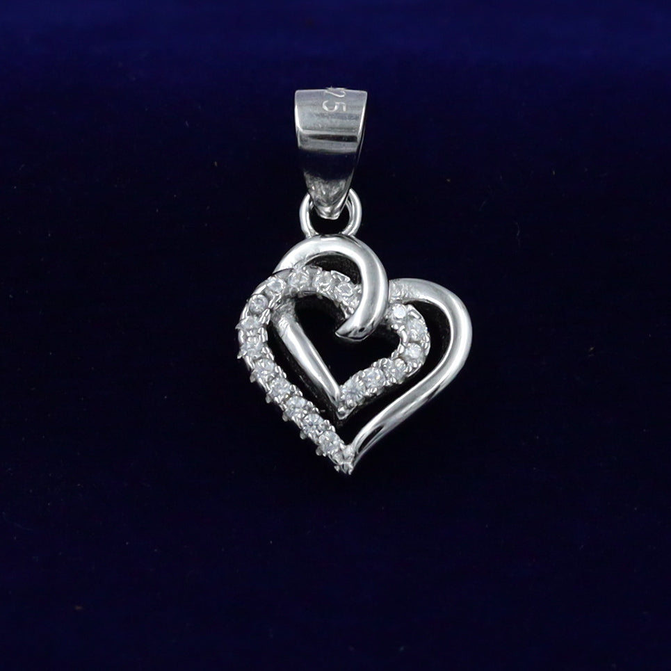 Pure 925 Hallmarked Heart Silver Pendant Set 14298-22