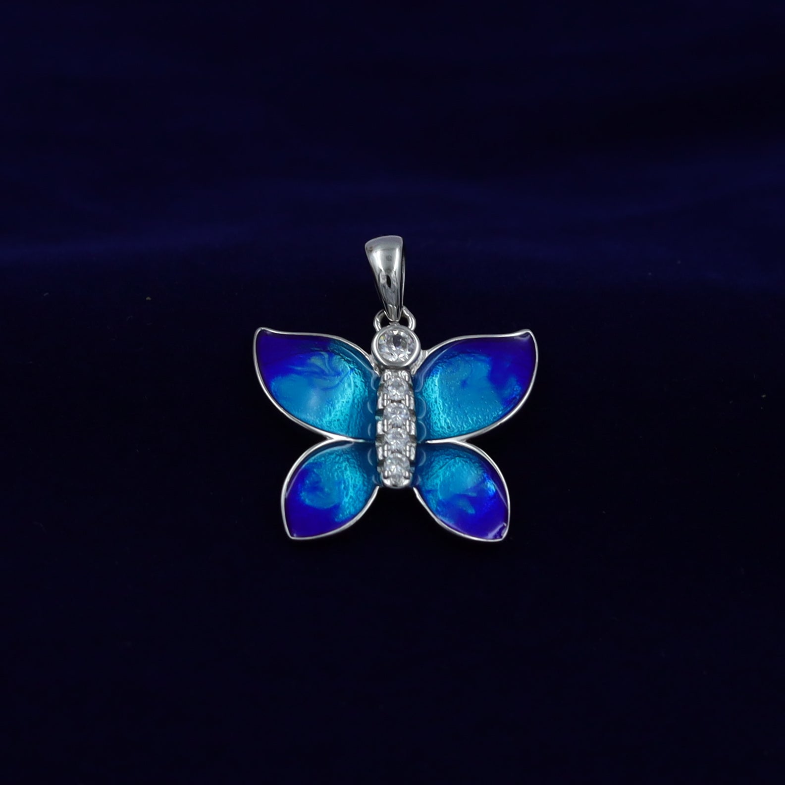 Pure 925 Hallmarked Butterfly Silver Pendant Set 14299-22