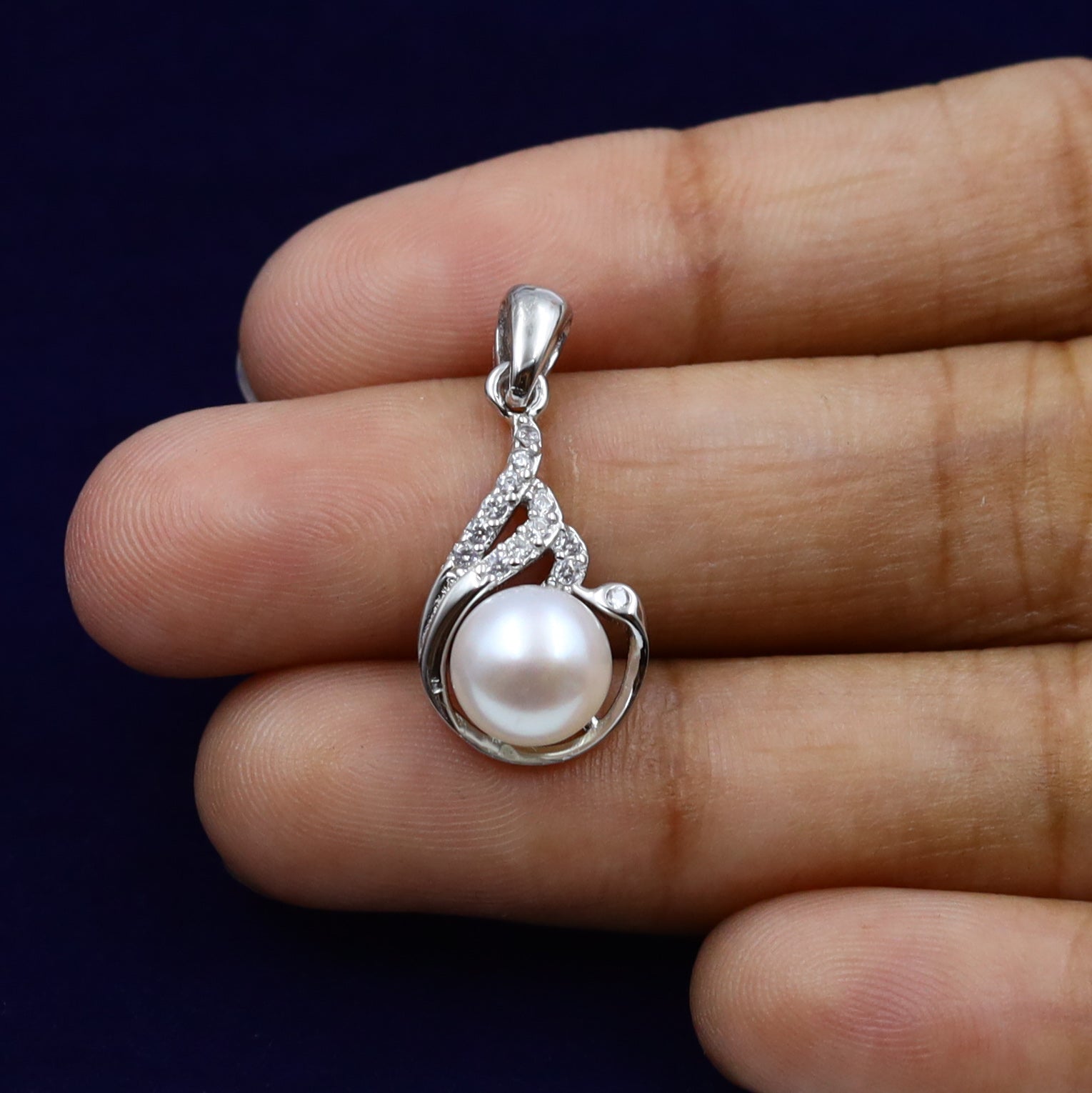 Pure 925 Hallmarked Pearl Silver Pendant Set 14302-22