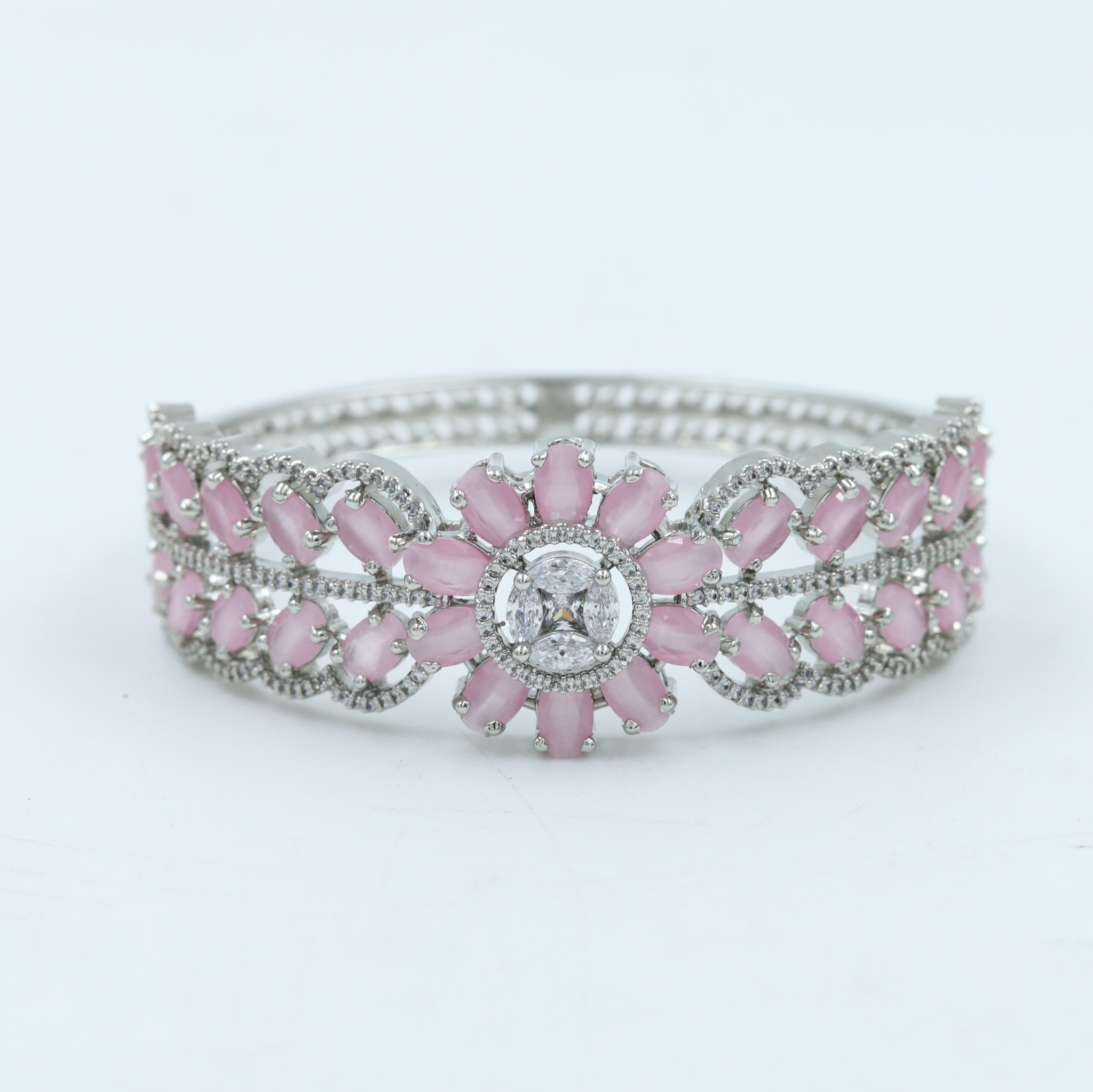 Silver Plated Zircon/AD Pink Bracelet 13210-0040