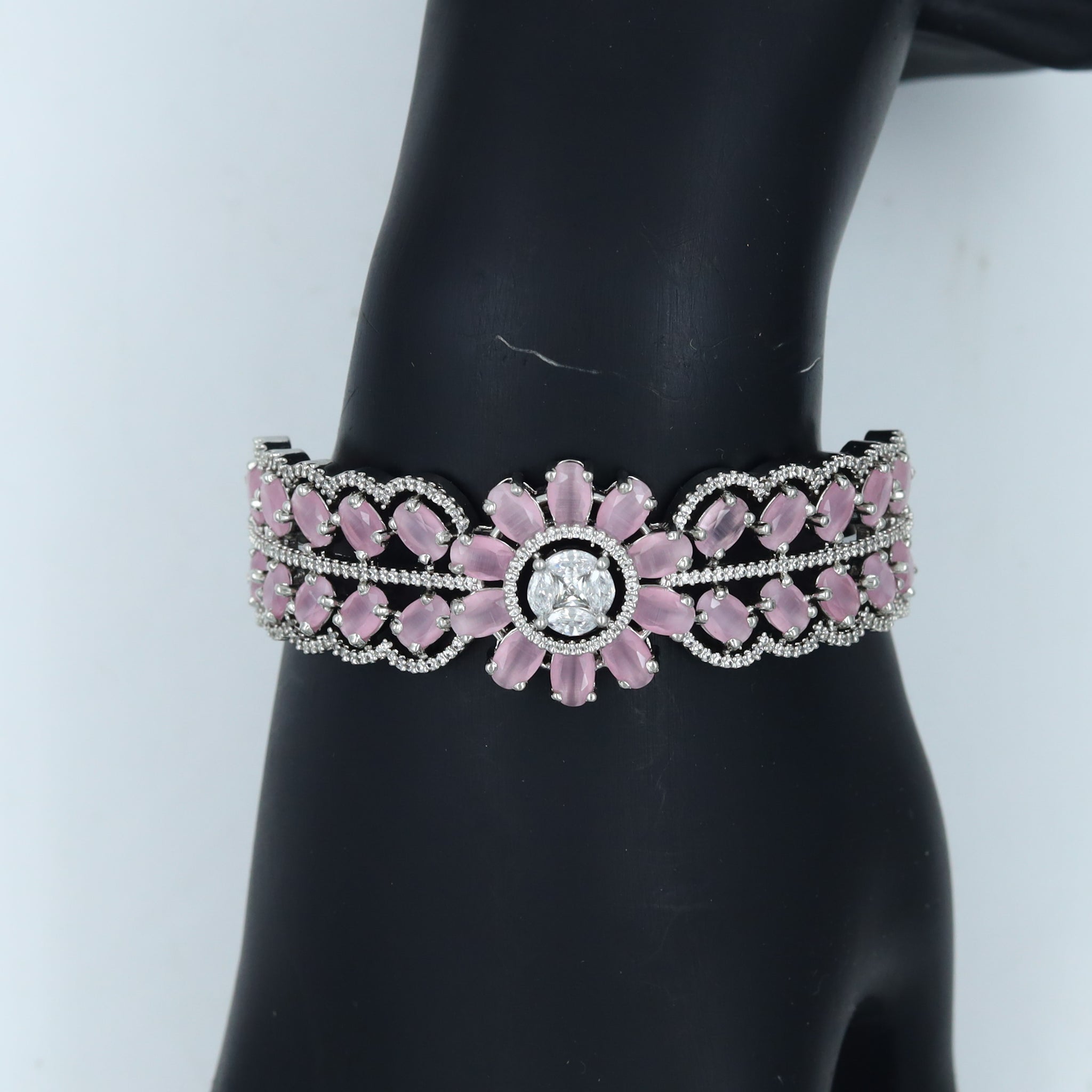 Silver Plated Zircon/AD Pink Bracelet 13210-0040