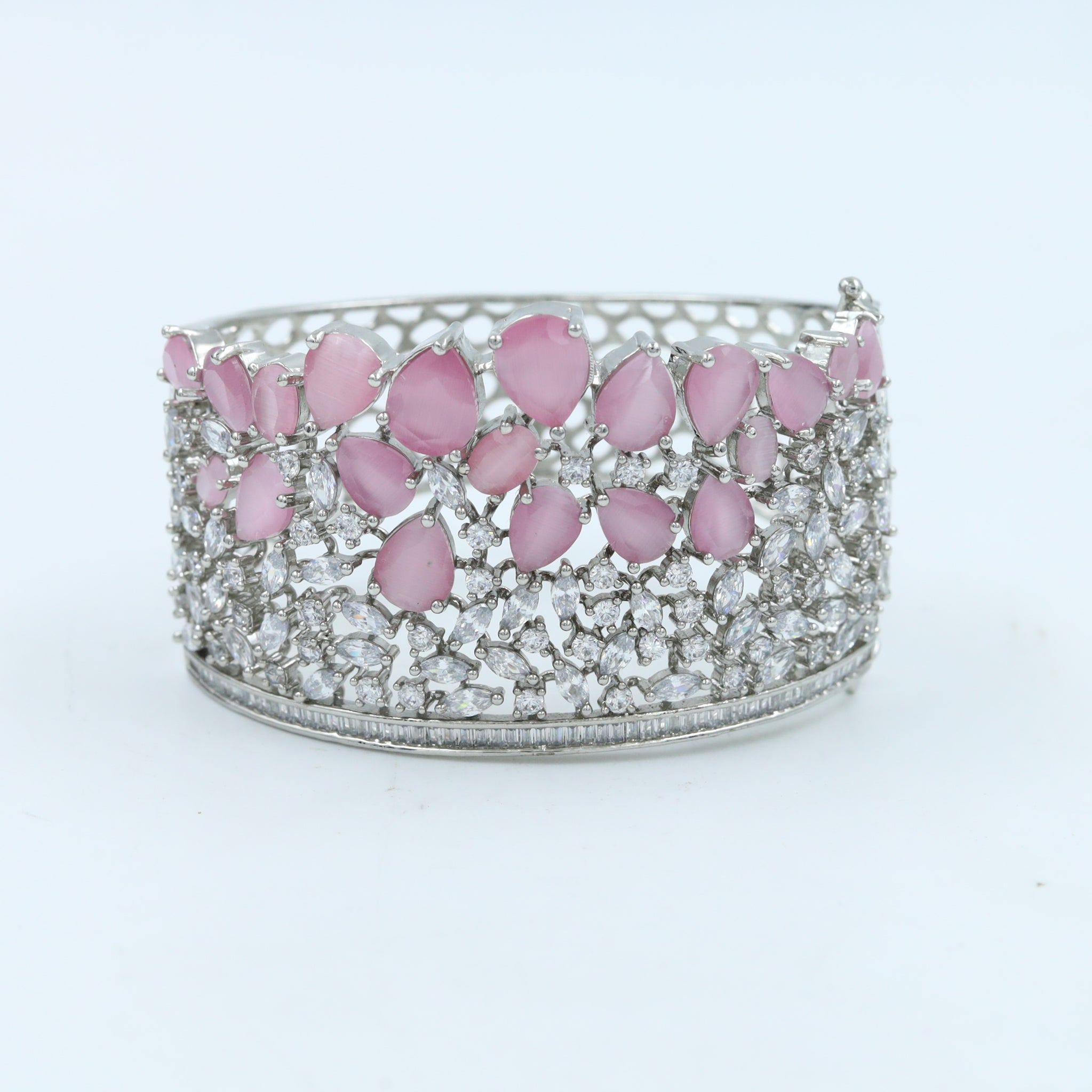 Silver Plated Zircon/ AD Pink Bracelet 12453-8895